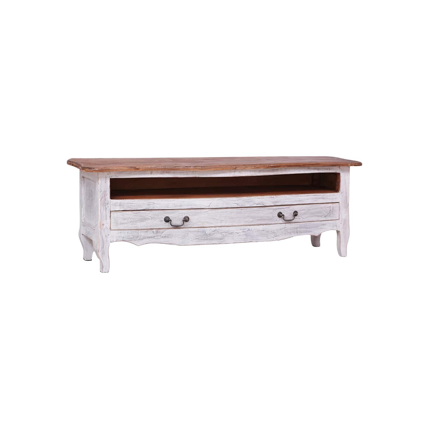 Meuble TV 120x30x40 cm blanc bois d'acajou massif