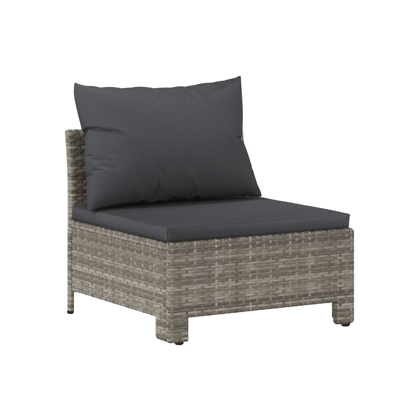 Canapé de jardin central avec coussin en polyrotin gris