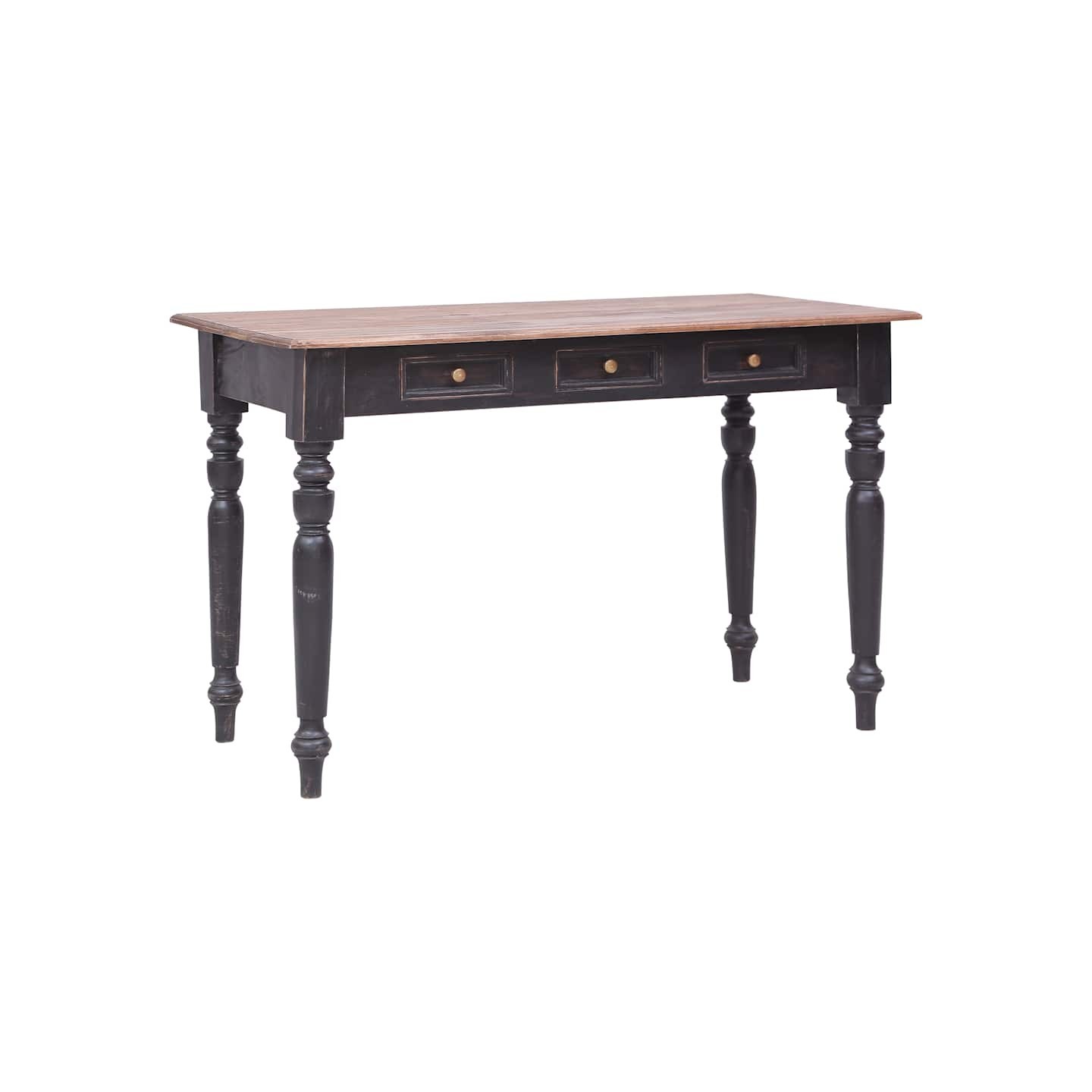 Bureau avec 3 tiroirs 117x57x75 cm bois d'acajou massif