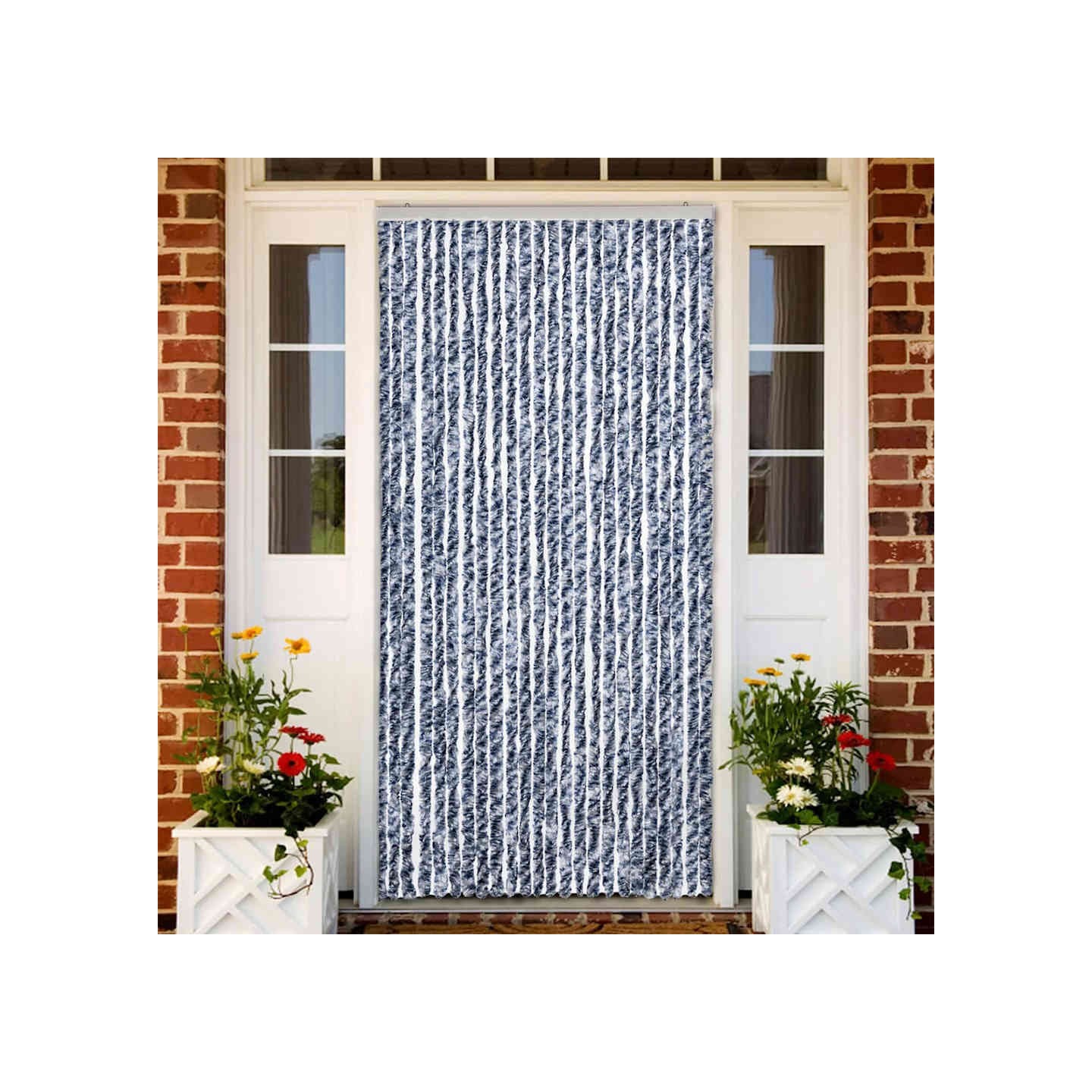 Moustiquaire Bleu blanc et argenté 100x220 cm Chenille