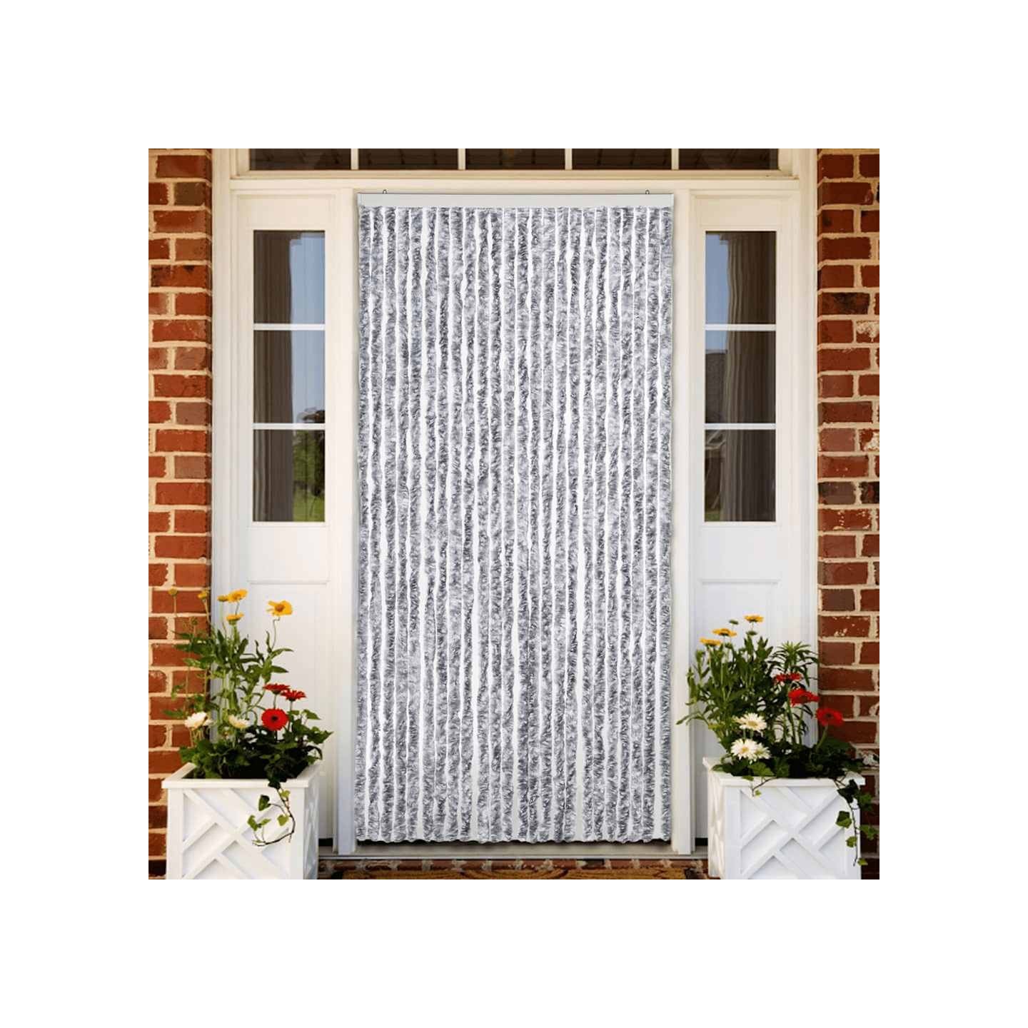 Moustiquaire Blanc et gris 100x220 cm Chenille