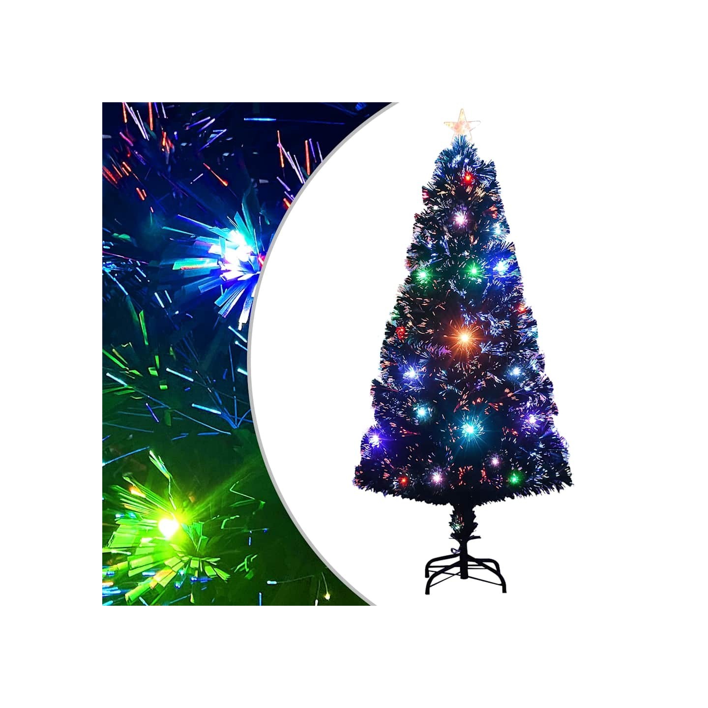Arbre de Noël pré-éclairé avec support et LED 120 cm fibre optique