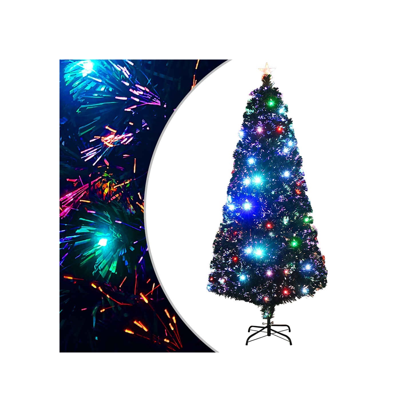 Arbre de Noël pré-éclairé avec support et LED 180 cm fibre optique