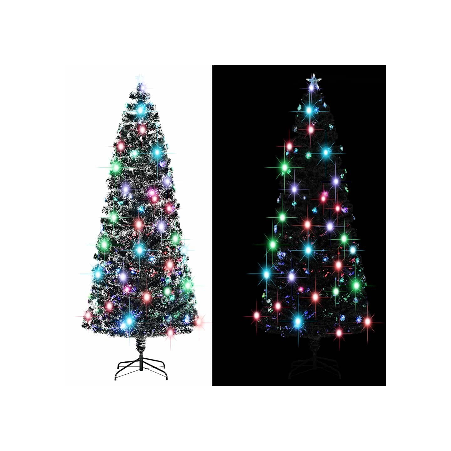 Arbre de Noël pré-éclairé avec support et LED 240 cm fibre optique