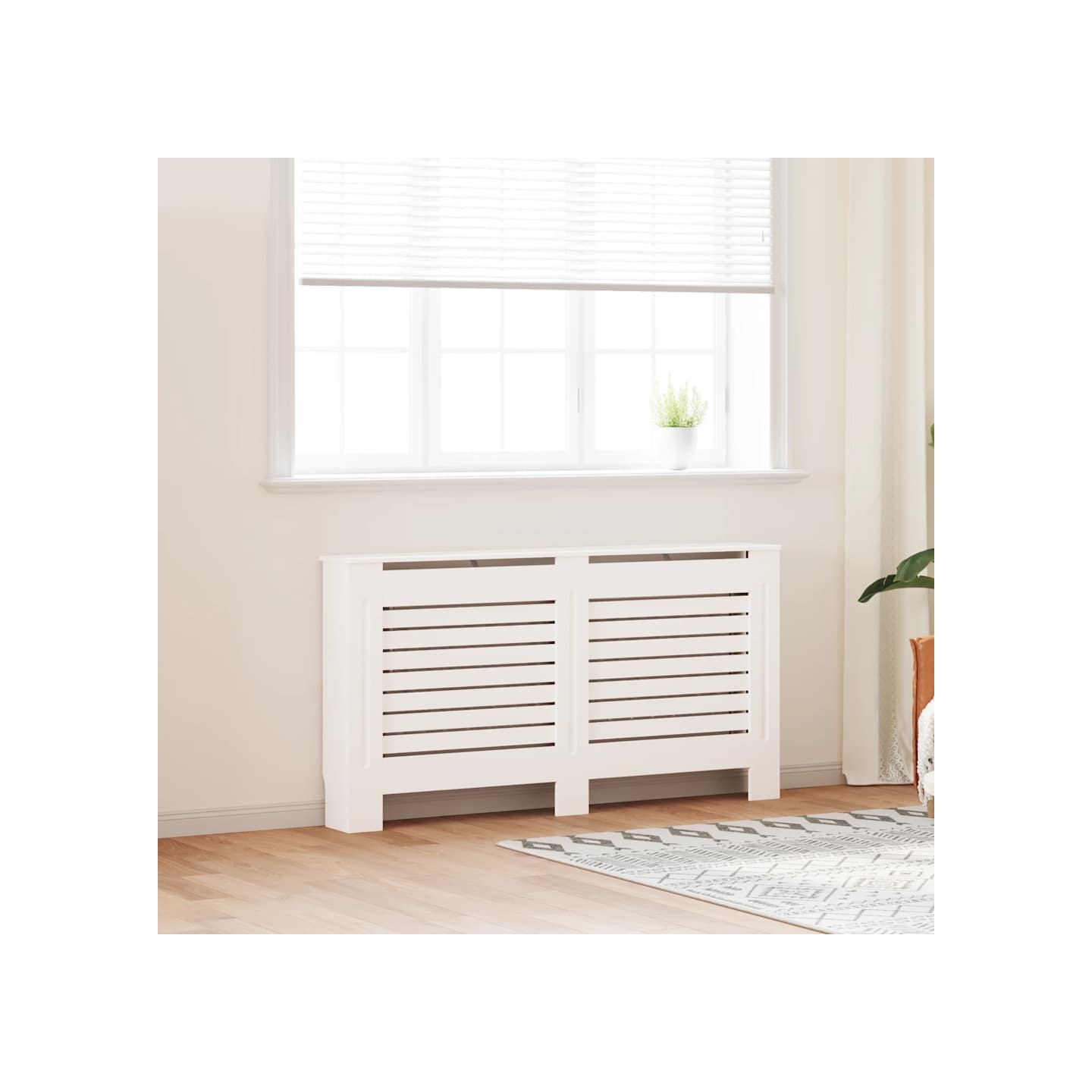 Cache-radiateur Blanc 152x19x81,5 cm MDF