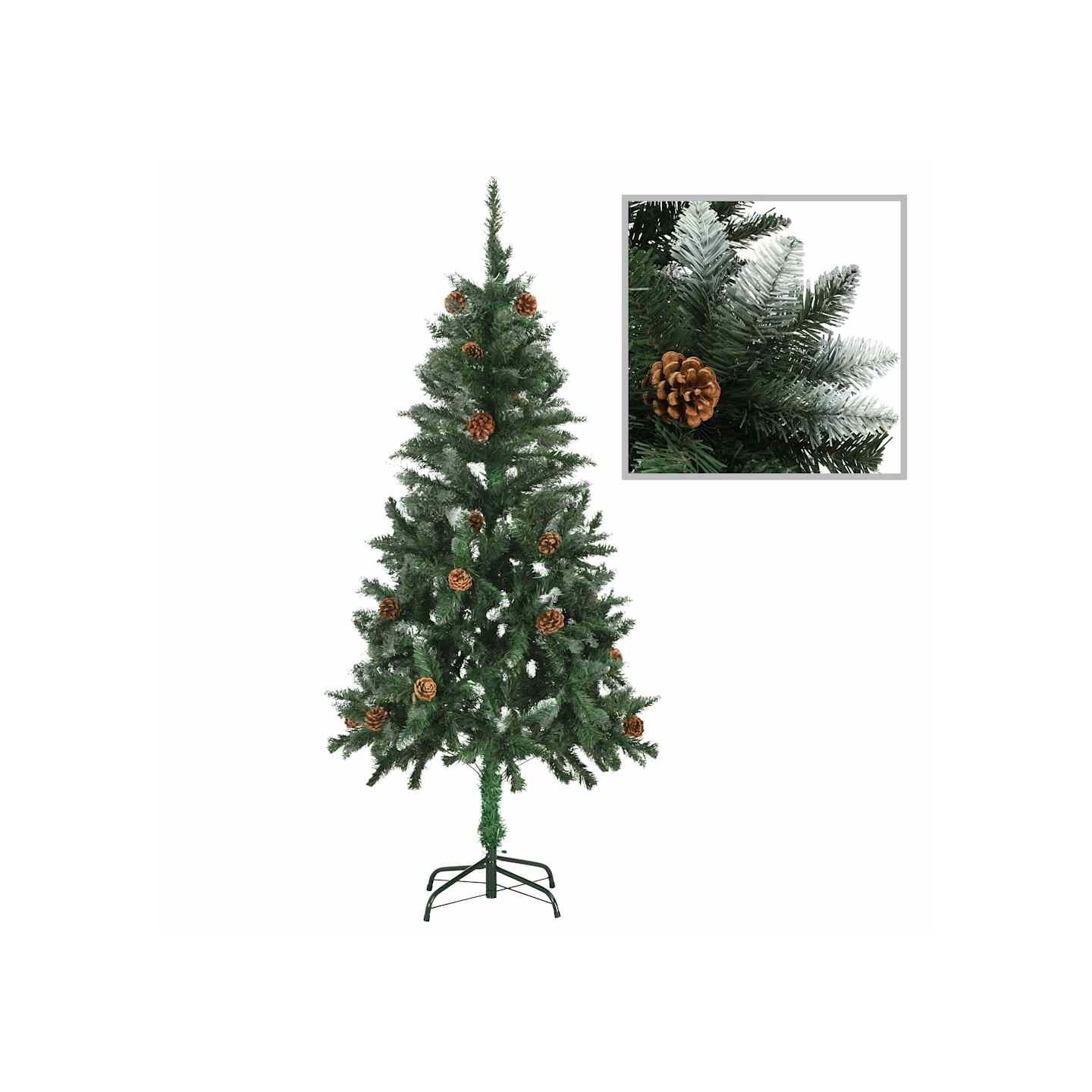 Sapin de Noël avec pommes de pin et paillettes blanches 150 cm