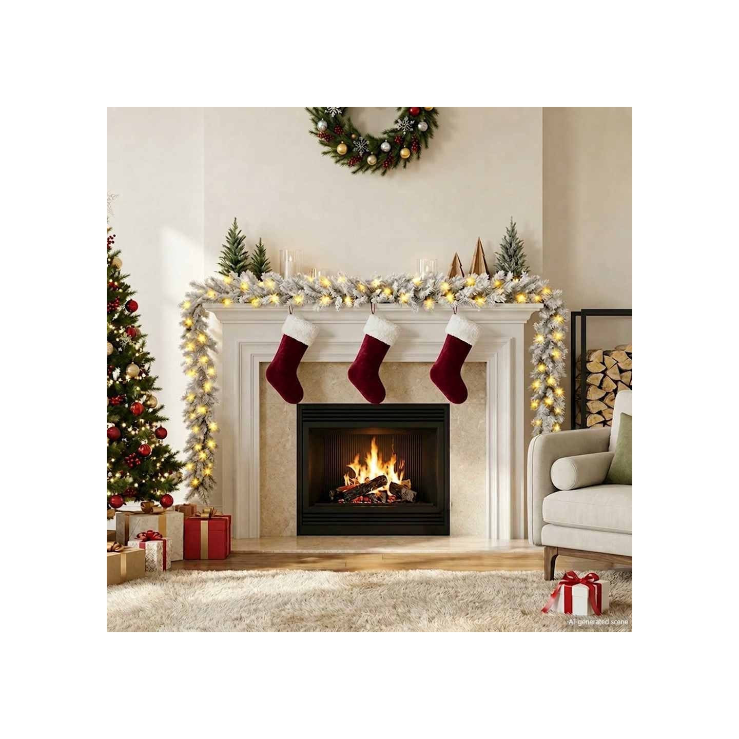 Guirlande de Noël avec lumières LED 10 m Blanc