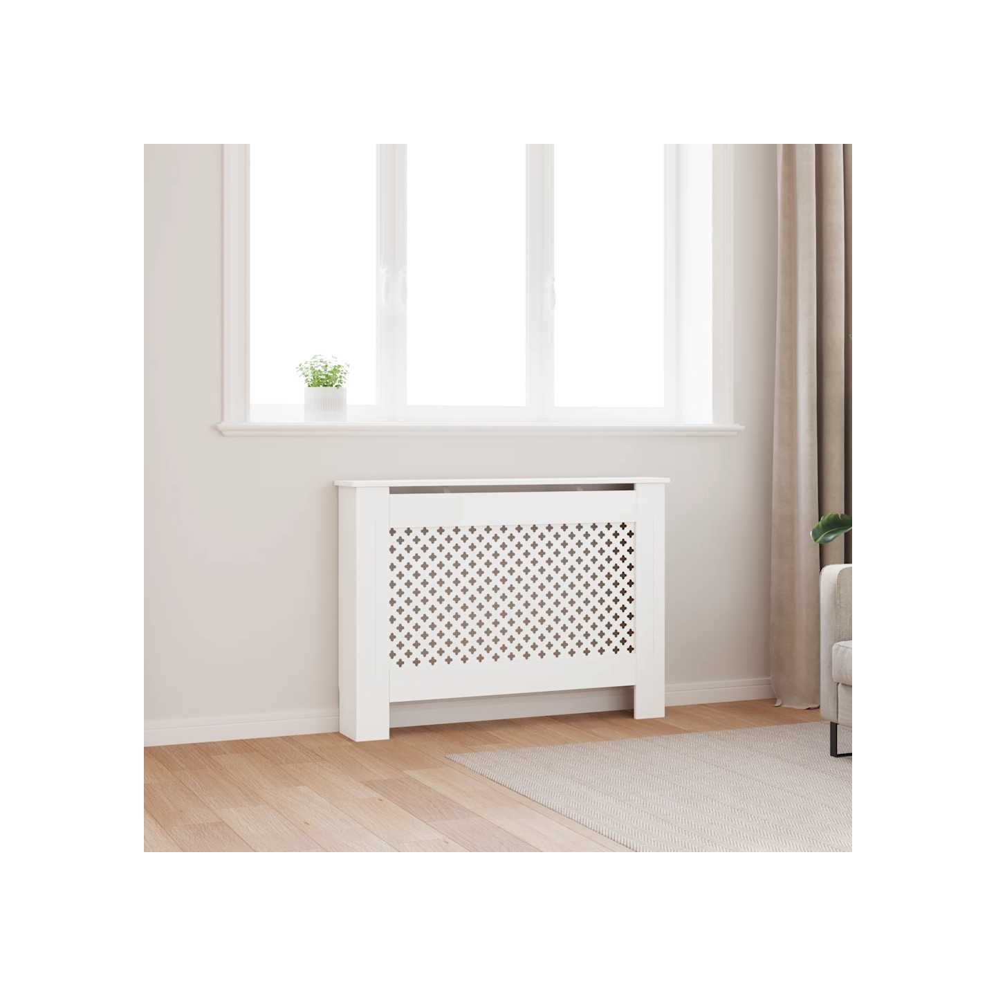 Cache-radiateur Blanc 112x19x81,5 cm MDF