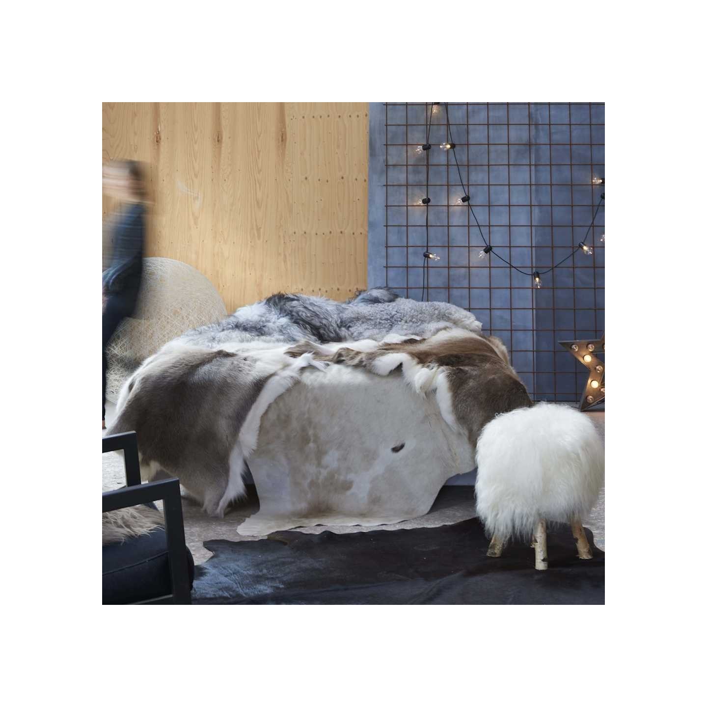 Tapis en peau de vache véritable Marron et blanc 150 x 170 cm