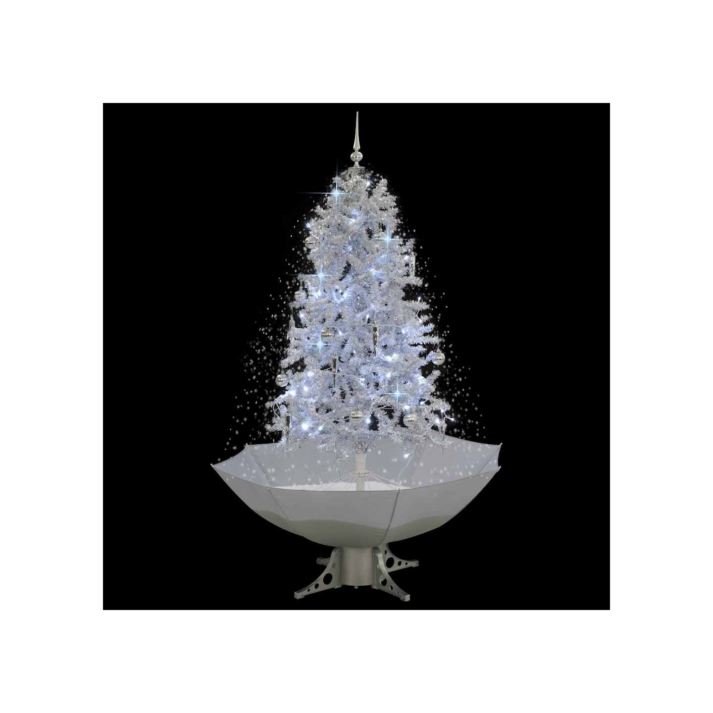 Arbre de Noël neigeux avec base de parapluie Blanc 170 cm