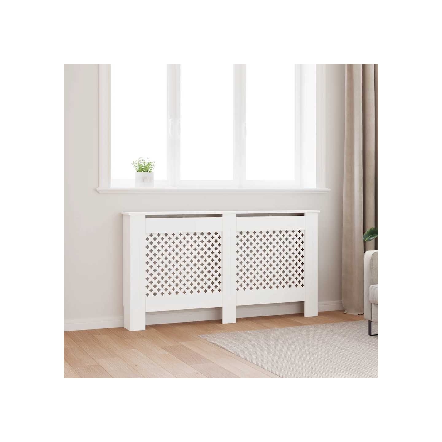 Cache-radiateur Blanc 152x19x81,5 cm MDF