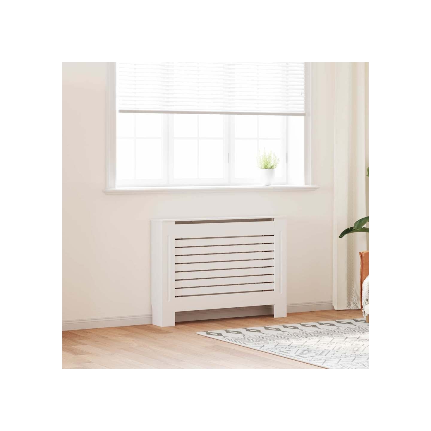 Cache-radiateur Blanc 112x19x81,5 cm MDF