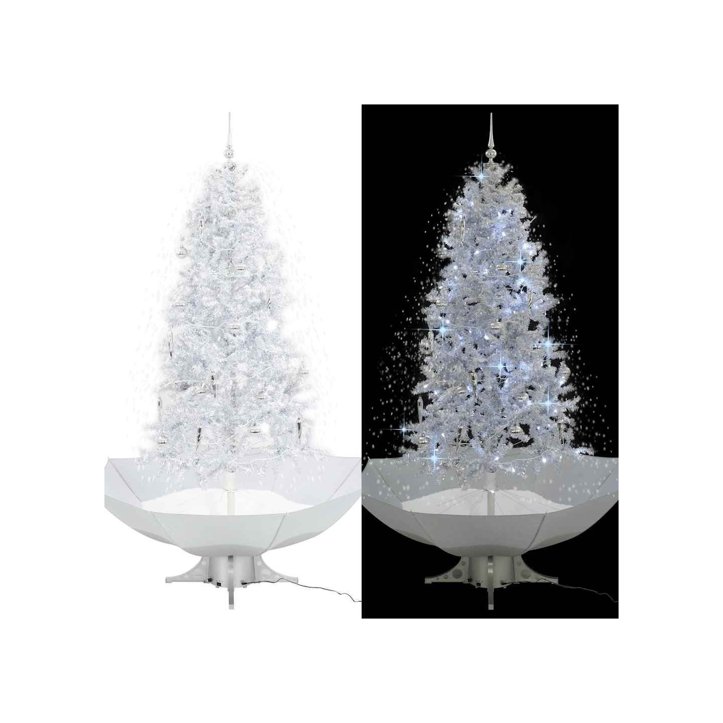 Arbre de Noël neigeux avec base de parapluie Blanc 190 cm