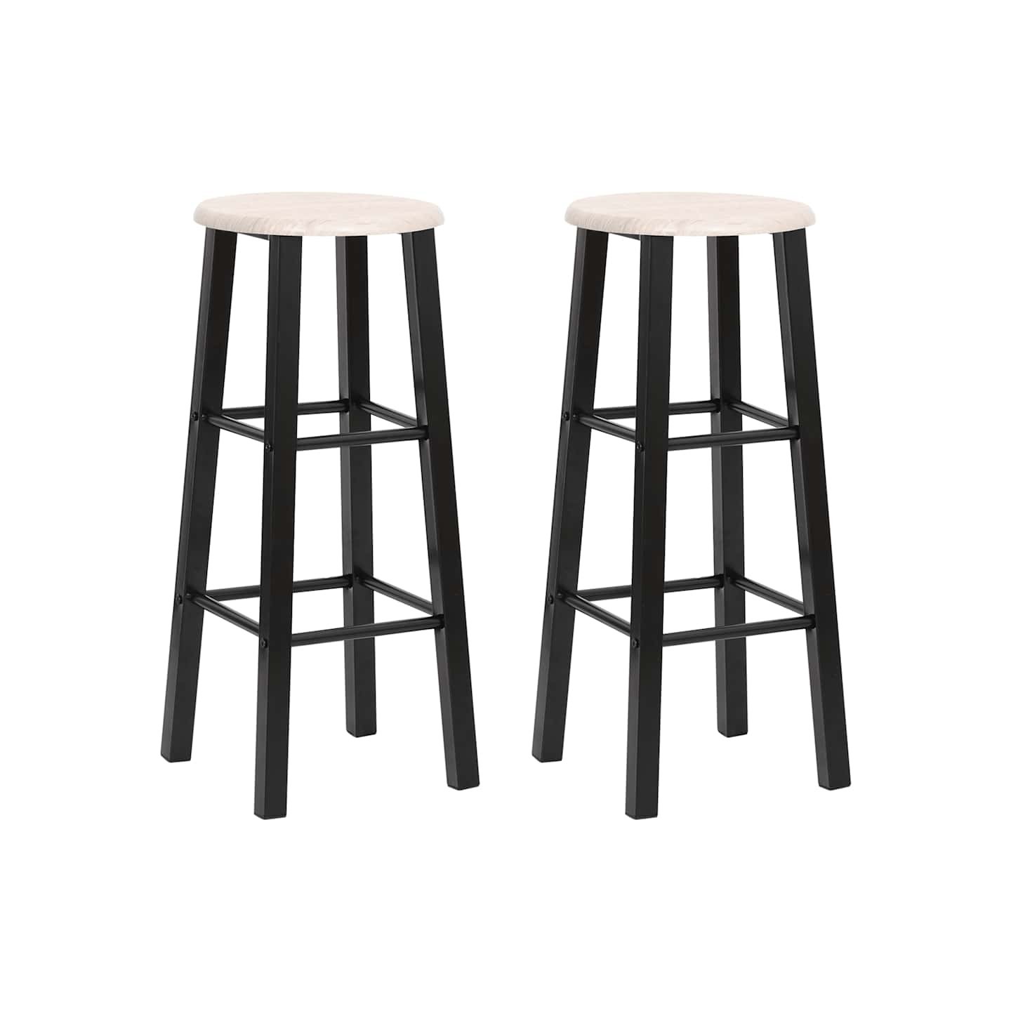 Tabourets de bar lot de 2 noir MDF