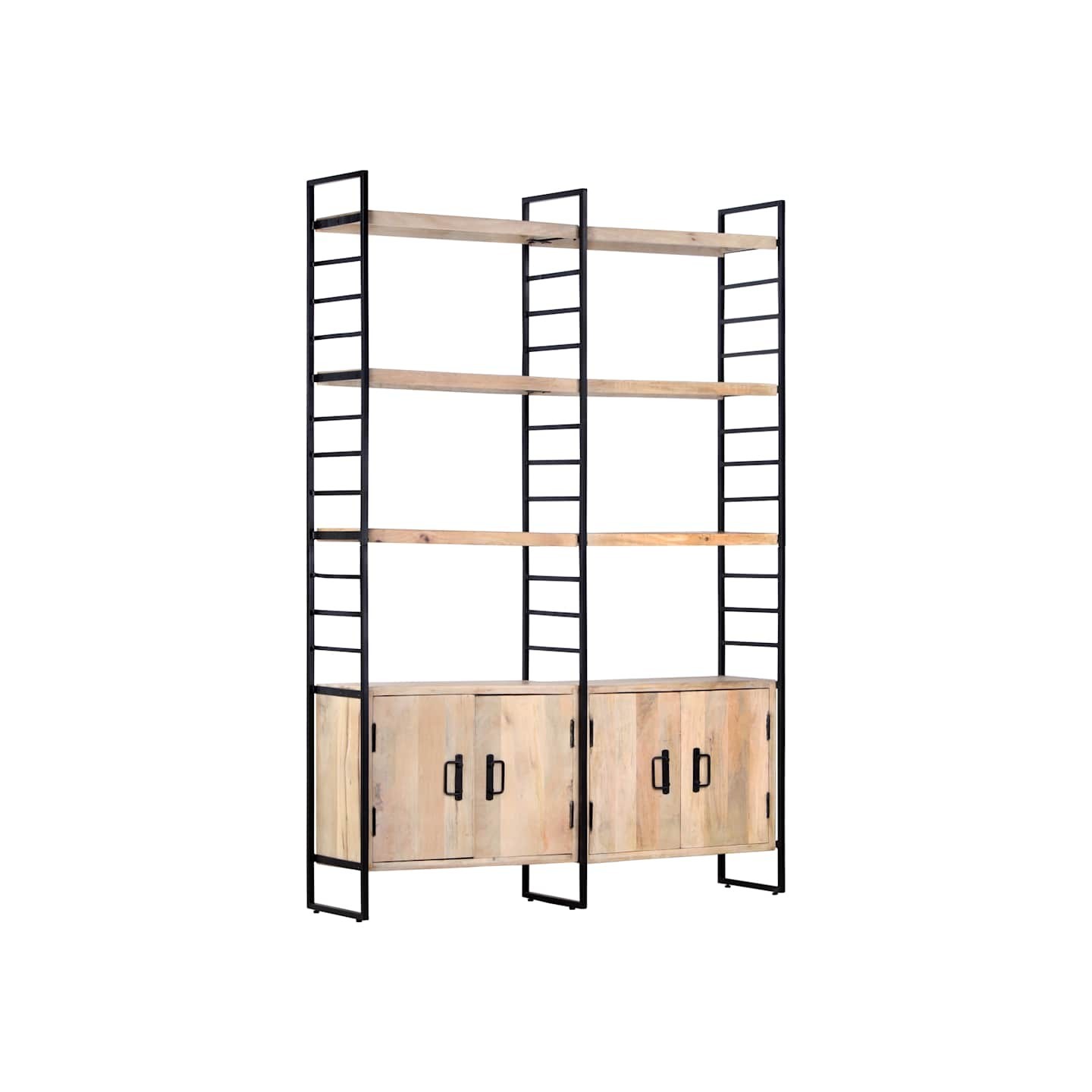 Bibliothèque à 4 niveaux 124x30x180 cm Bois de manguier massif