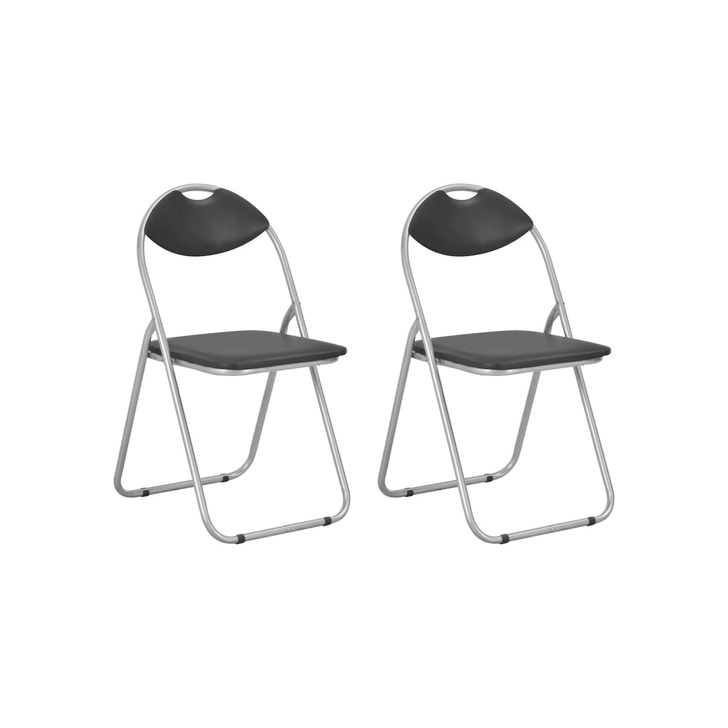 Chaises pliantes 2 pièces en similicuir noir
