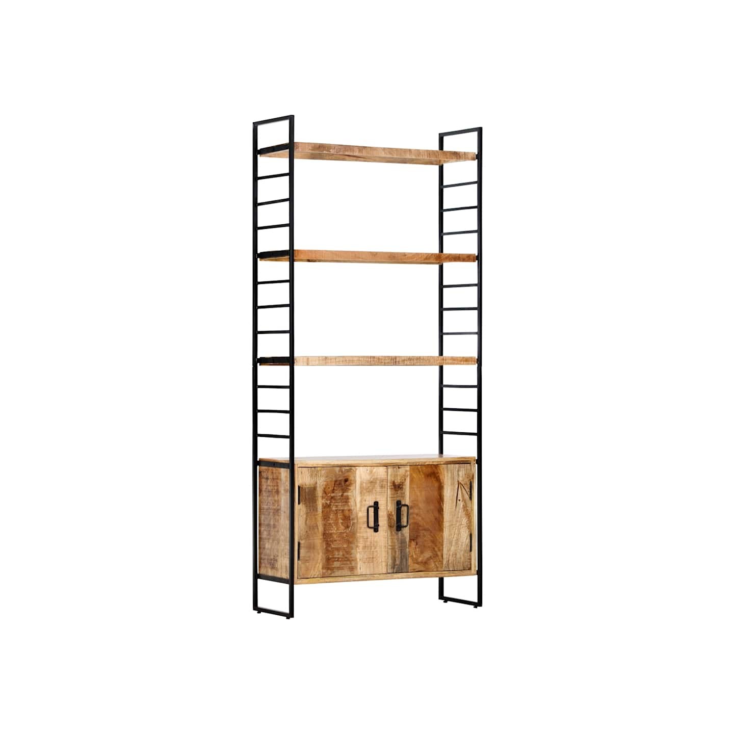 Bibliothèque à 4 niveaux 80x30x180 cm Bois de manguier brut