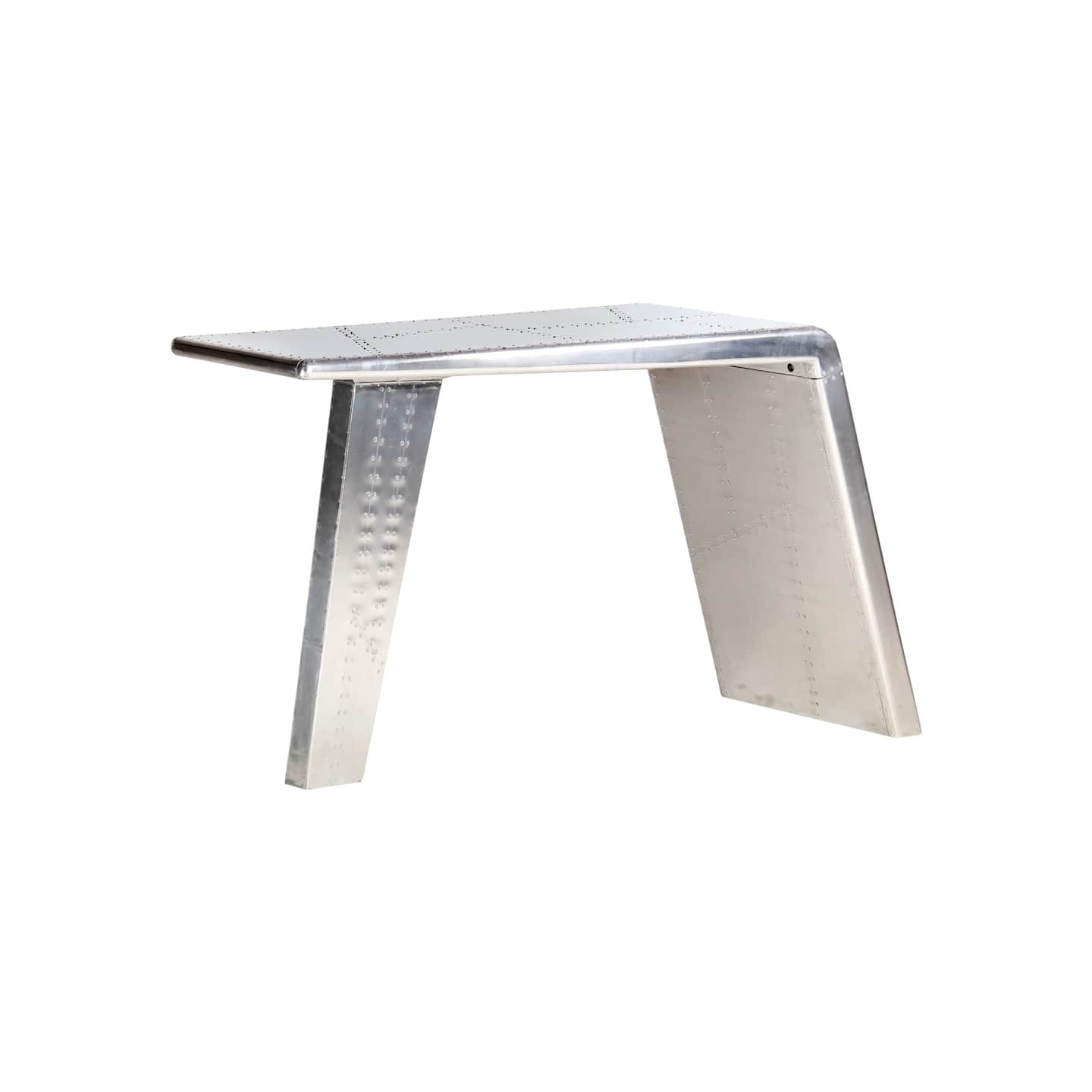 Bureau style avion Argenté 112x50x76 cm Métal