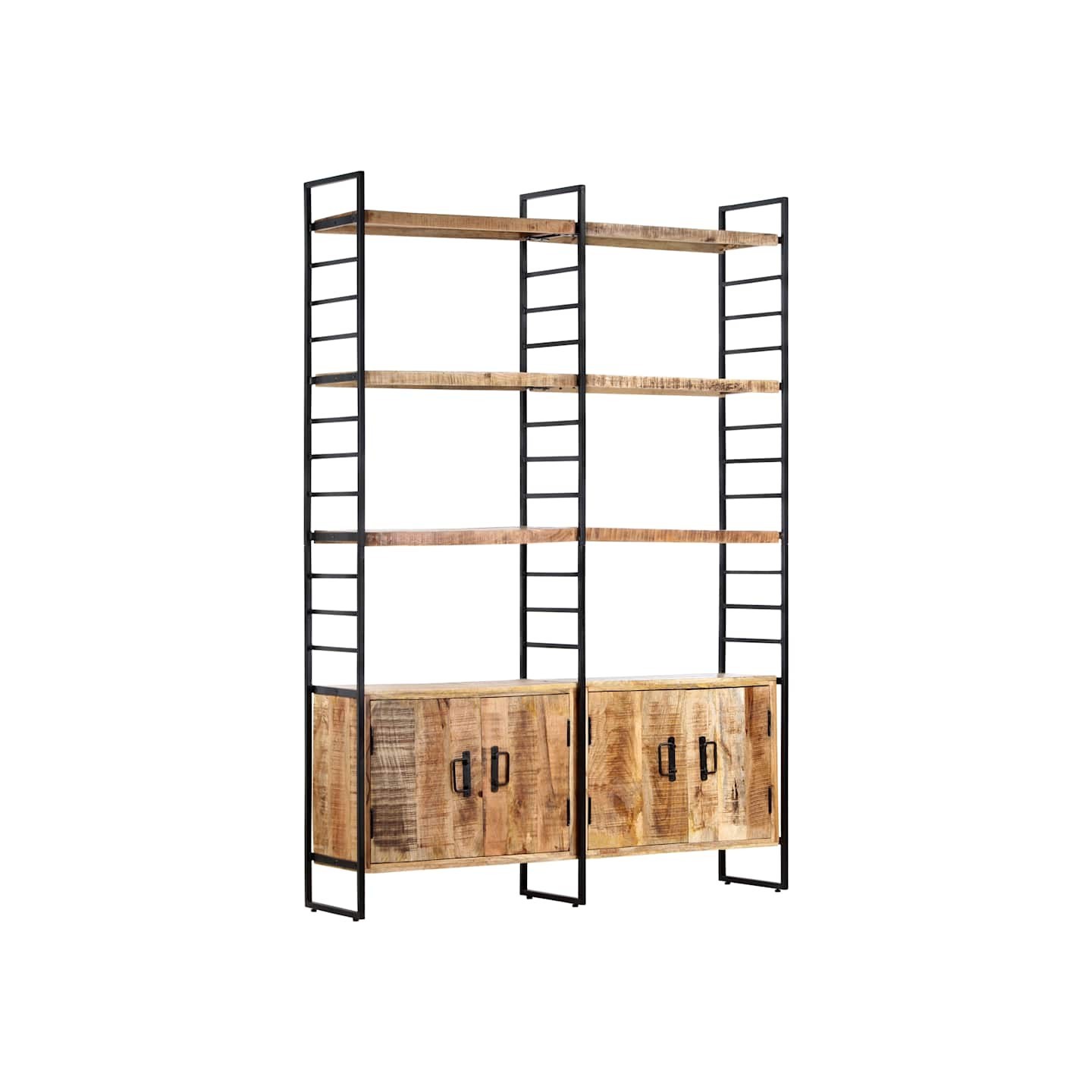 Bibliothèque à 4 niveaux 124x30x180 cm Bois de manguier brut