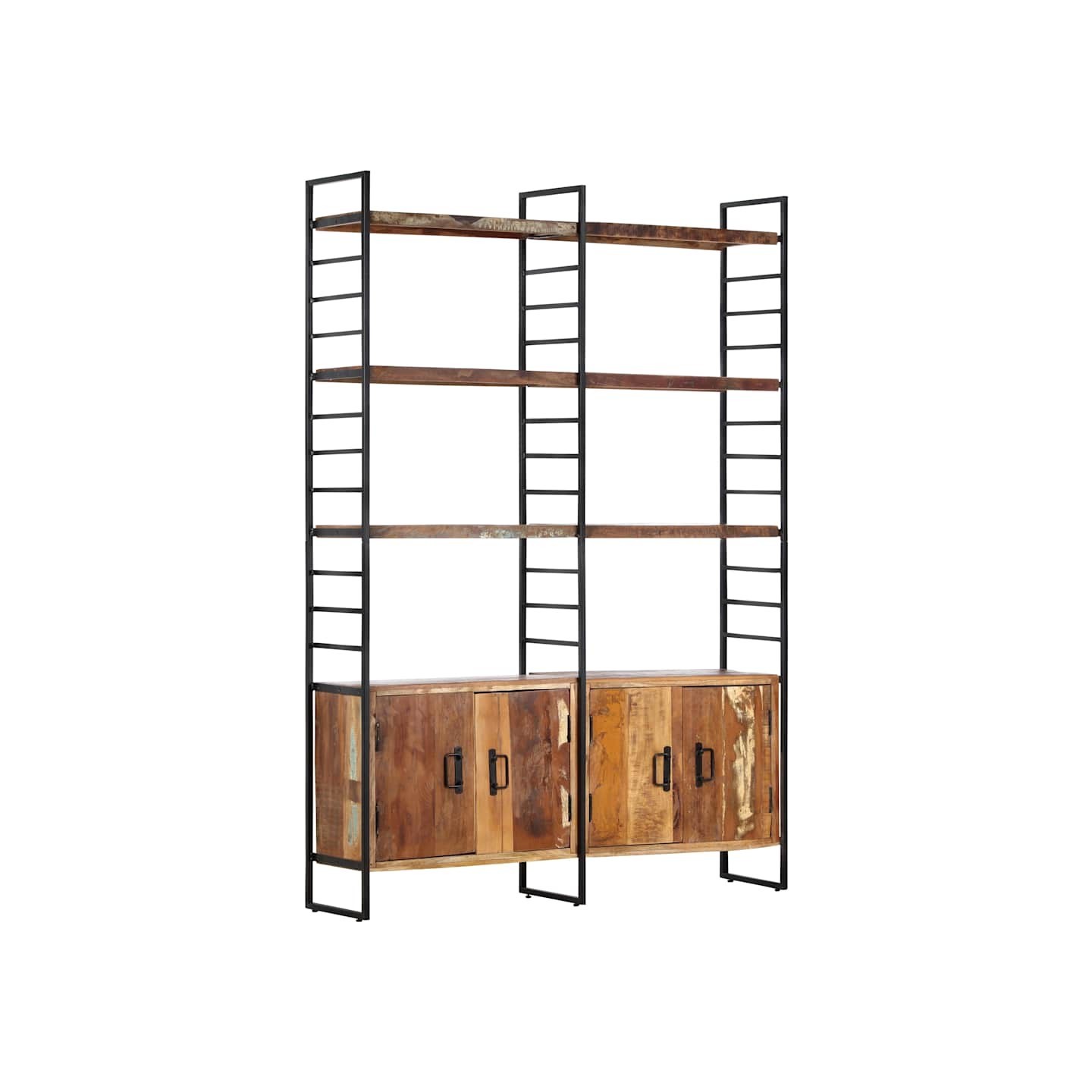 Bibliothèque 4 niveaux 124x30x180cm Bois solide de récupération