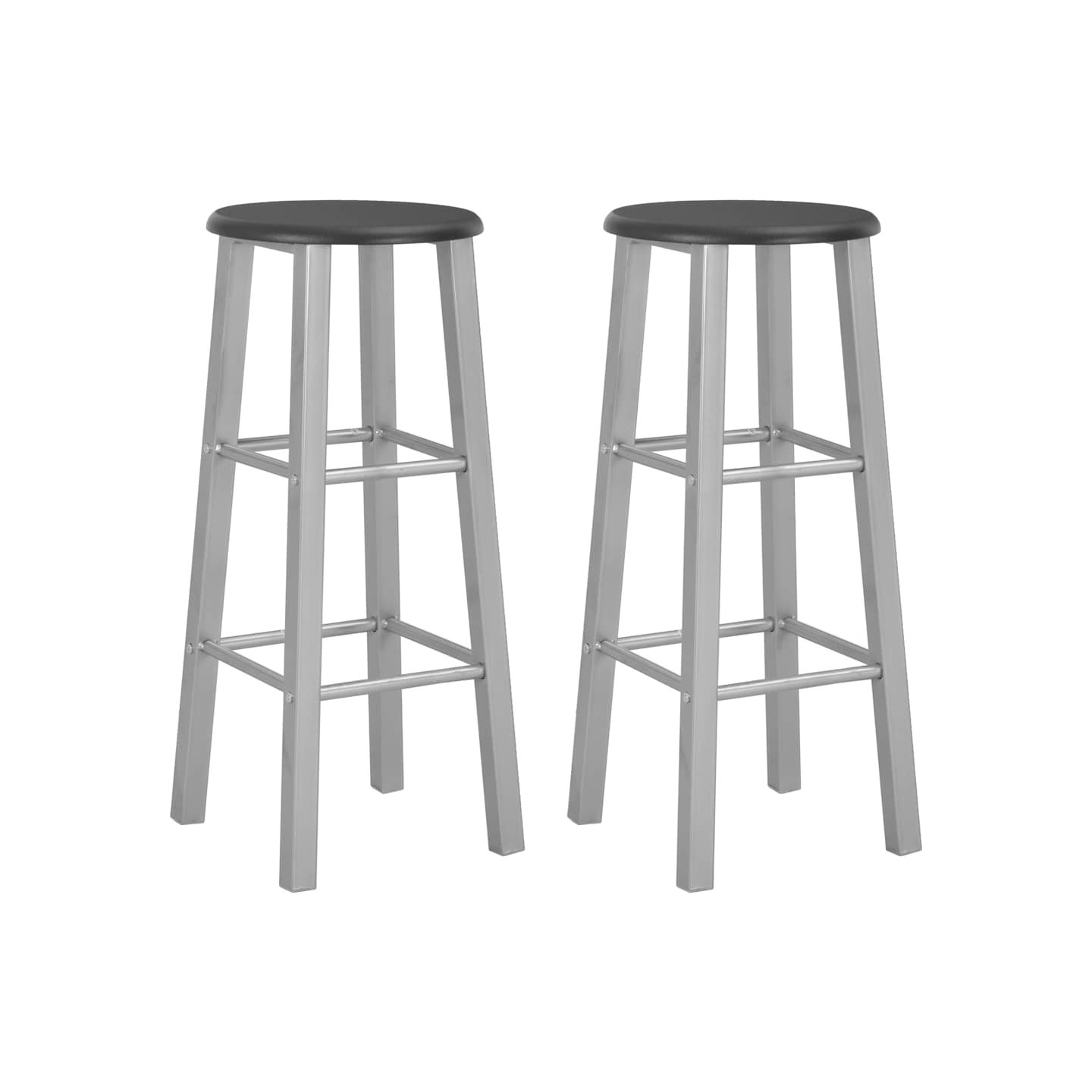 Tabourets de bar lot de 2 argenté MDF