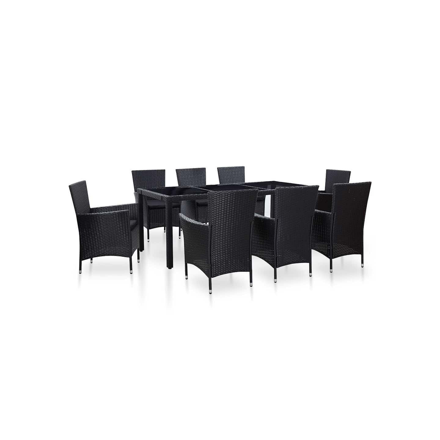 Ensemble à dîner d'extérieur 9 pcs Résine tressée Noir
