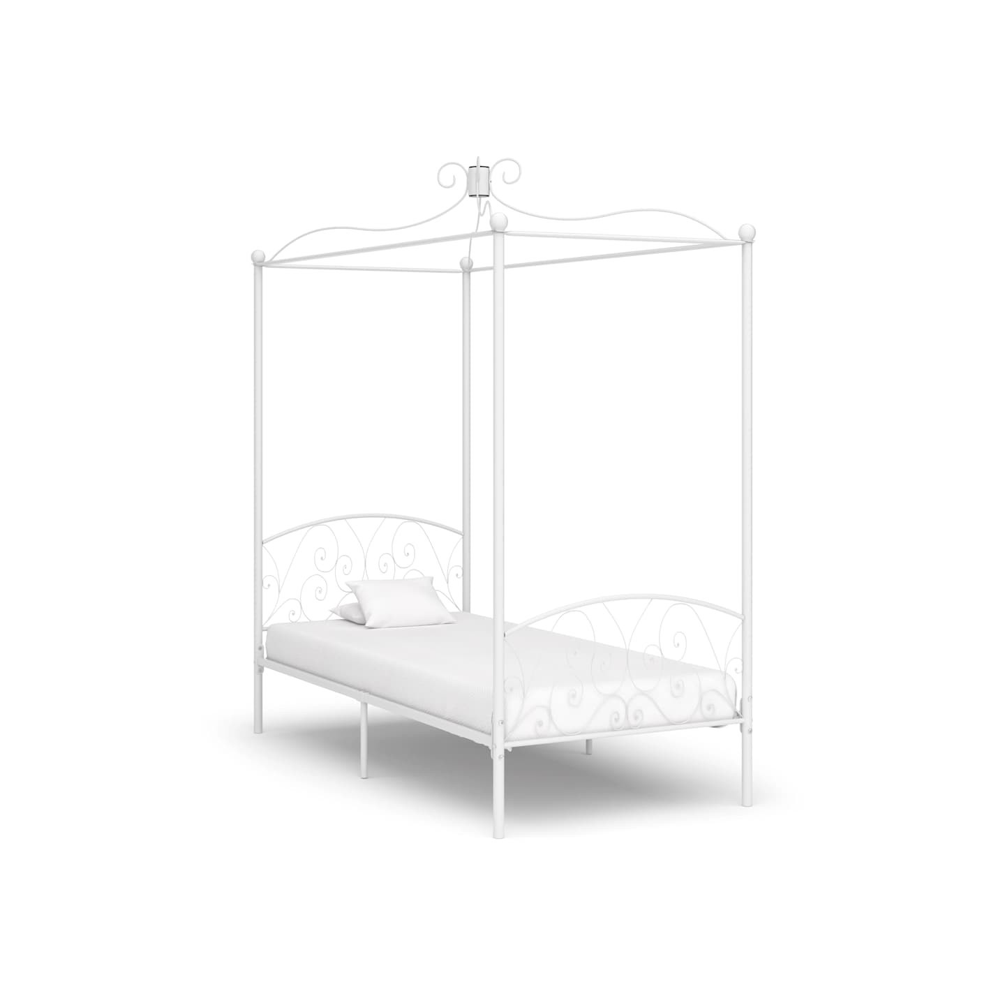 Cadre de lit à baldaquin sans matelas blanc métal 90x200 cm