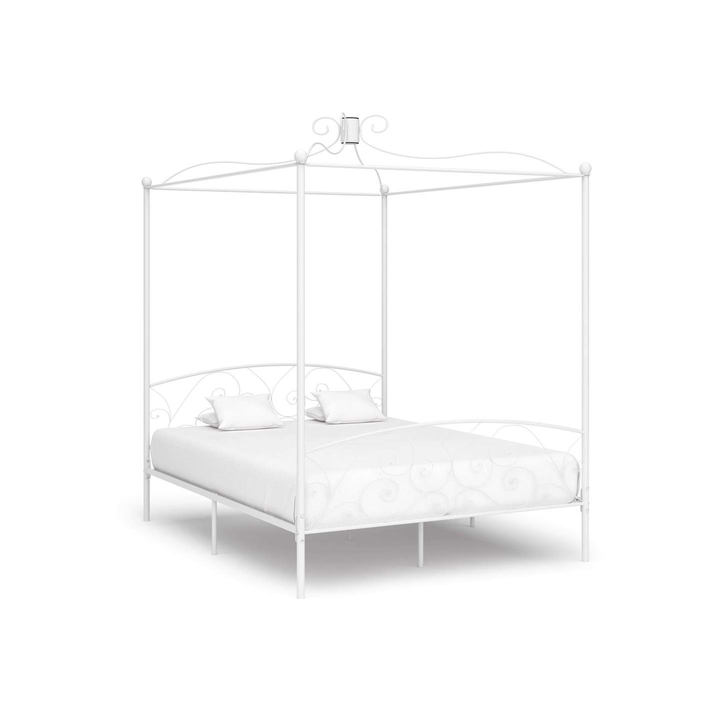 Cadre de lit à baldaquin sans matelas blanc métal 180x200 cm