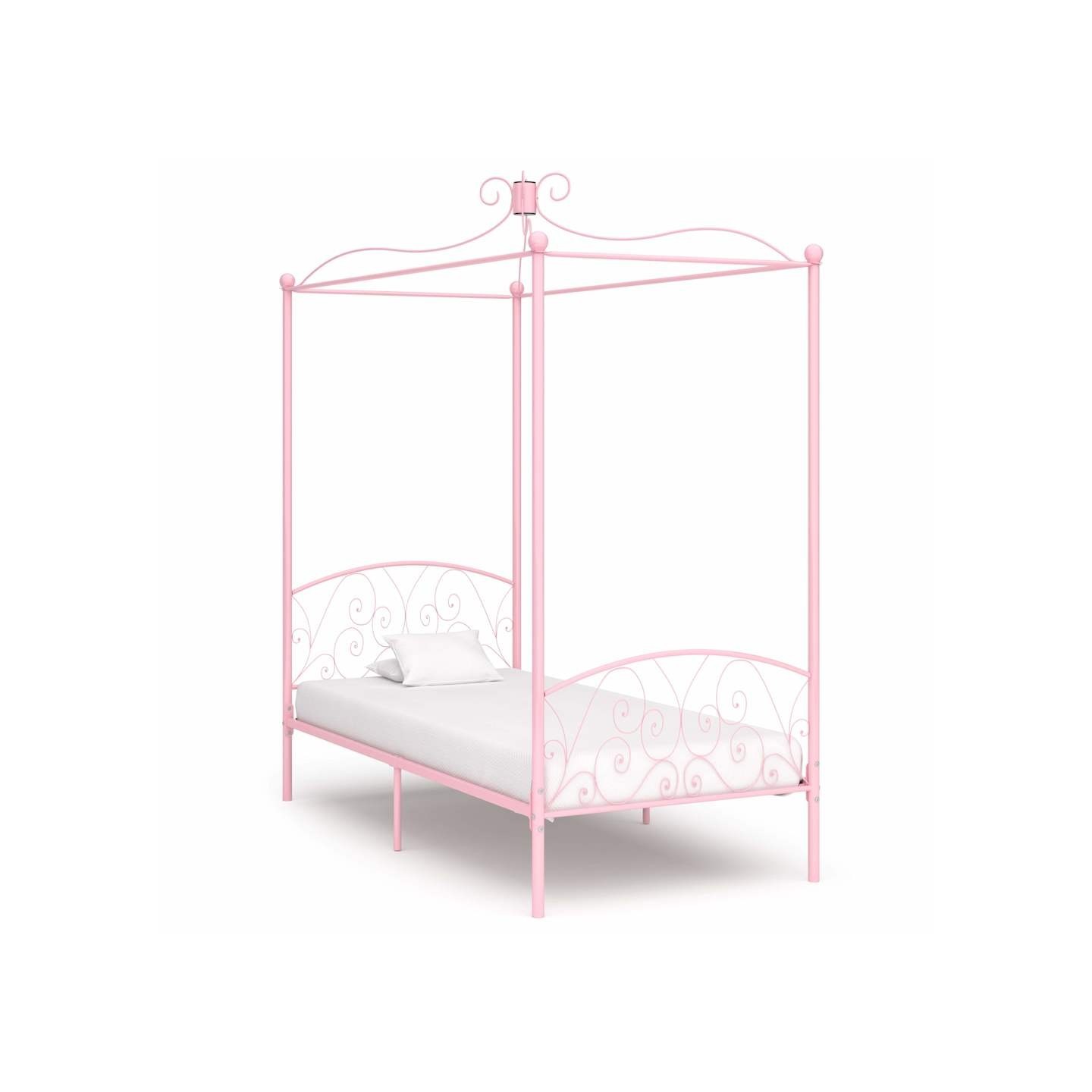 Cadre de lit à baldaquin sans matelas rose métal 90x200 cm