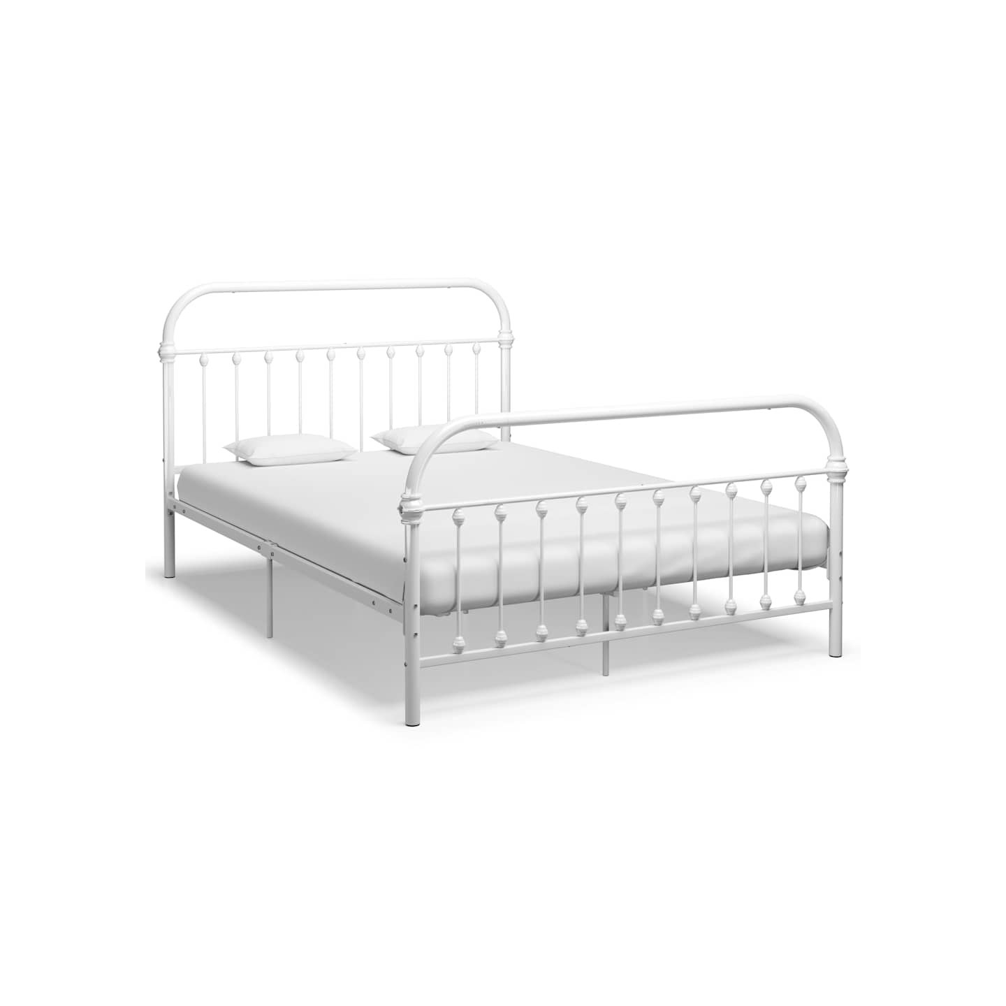 Cadre de lit sans matelas et tête de lit blanc métal 160x200 cm
