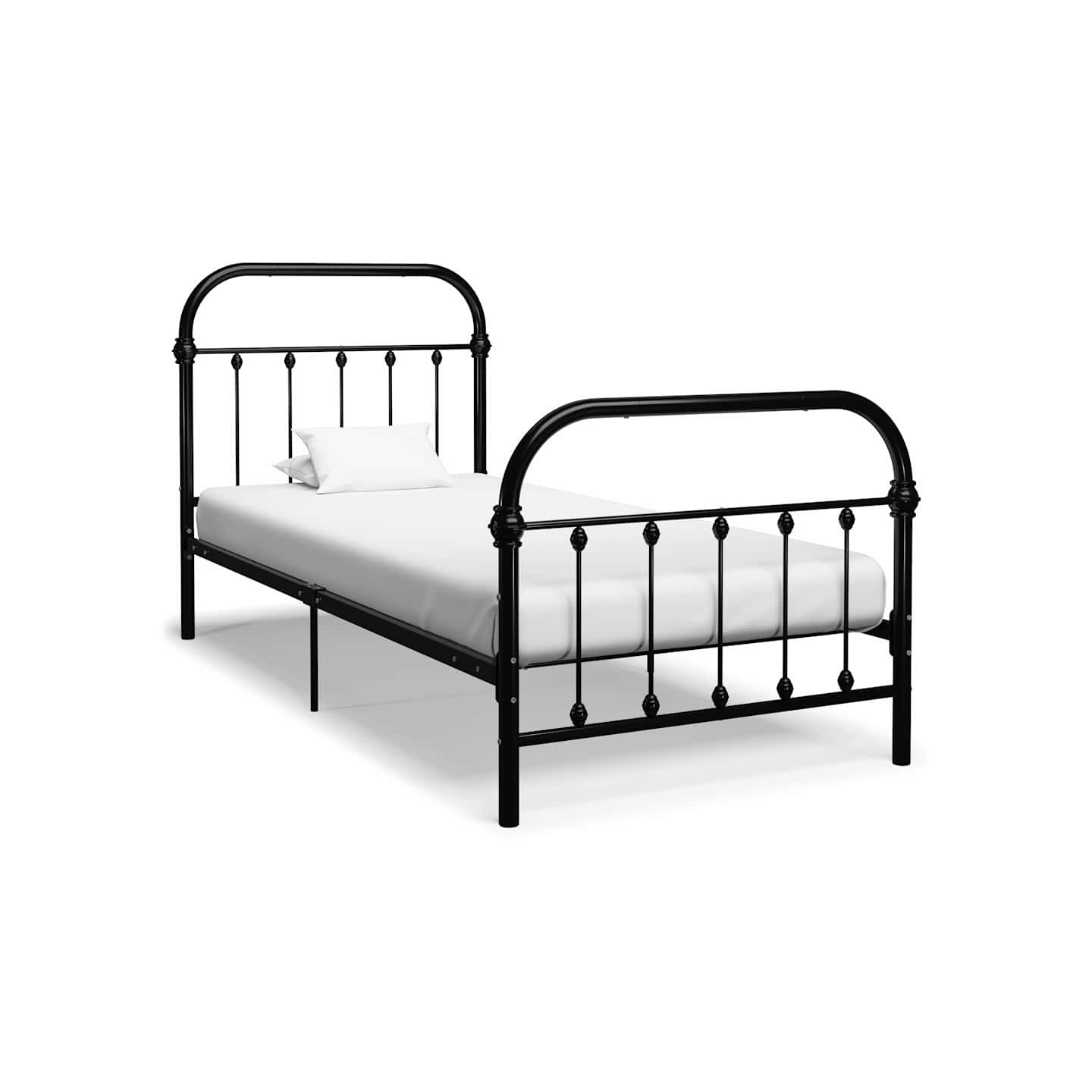 Cadre de lit sans matelas noir métal 90x200 cm