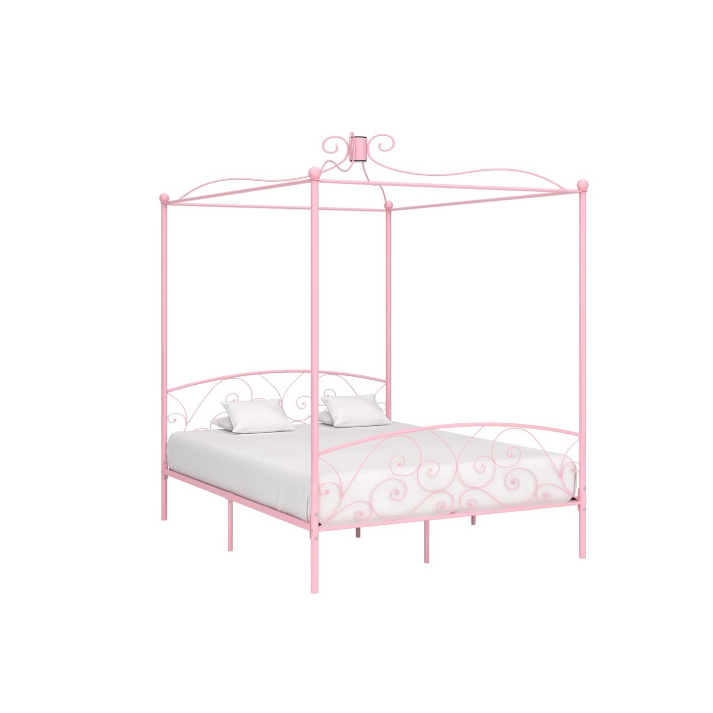 Cadre de lit à baldaquin sans matelas rose métal 180x200 cm