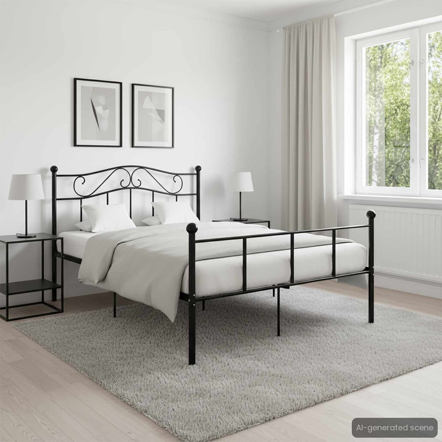 Cadre de lit sans matelas noir métal 160x200 cm