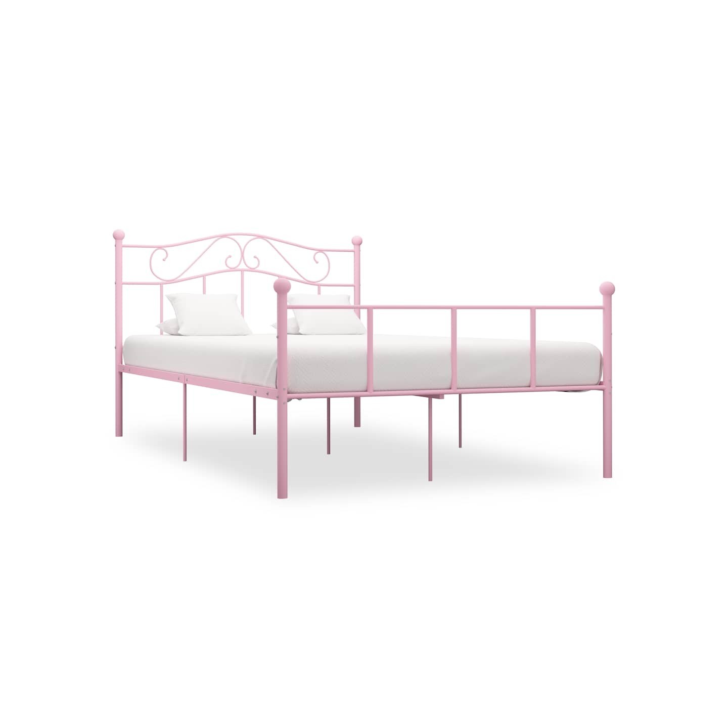Cadre de lit sans matelas rose métal 160x200 cm