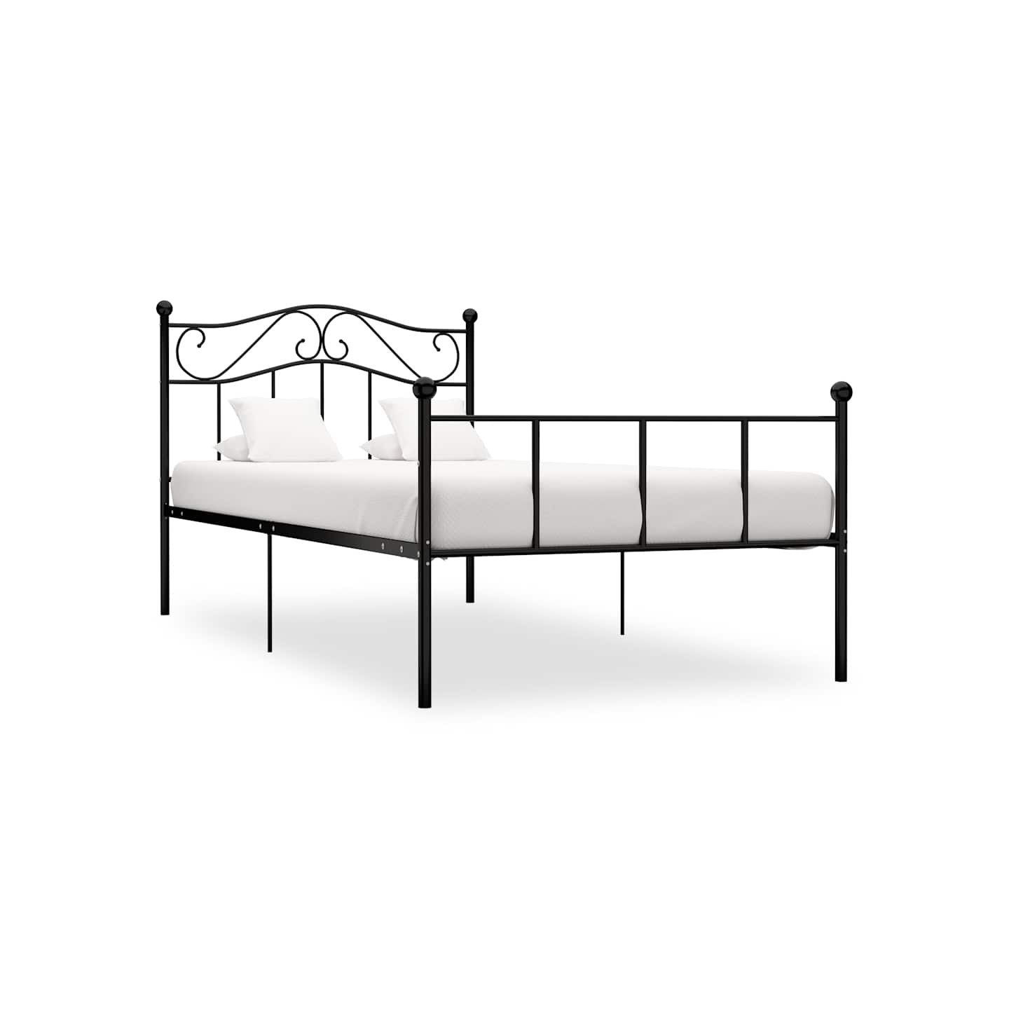 Cadre de lit sans matelas noir métal 100x200 cm