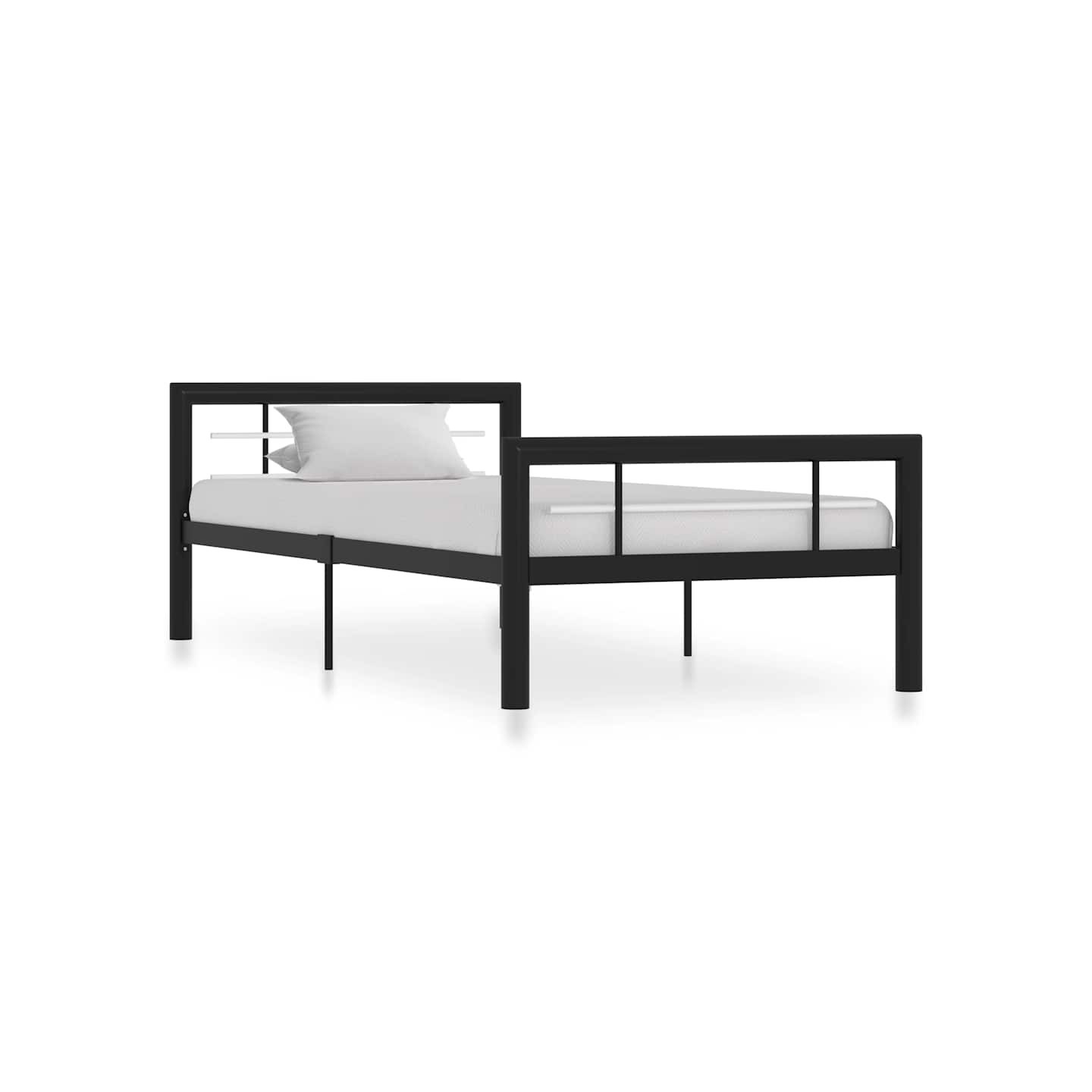 Cadre de lit sans matelas noir et blanc métal 100x200 cm