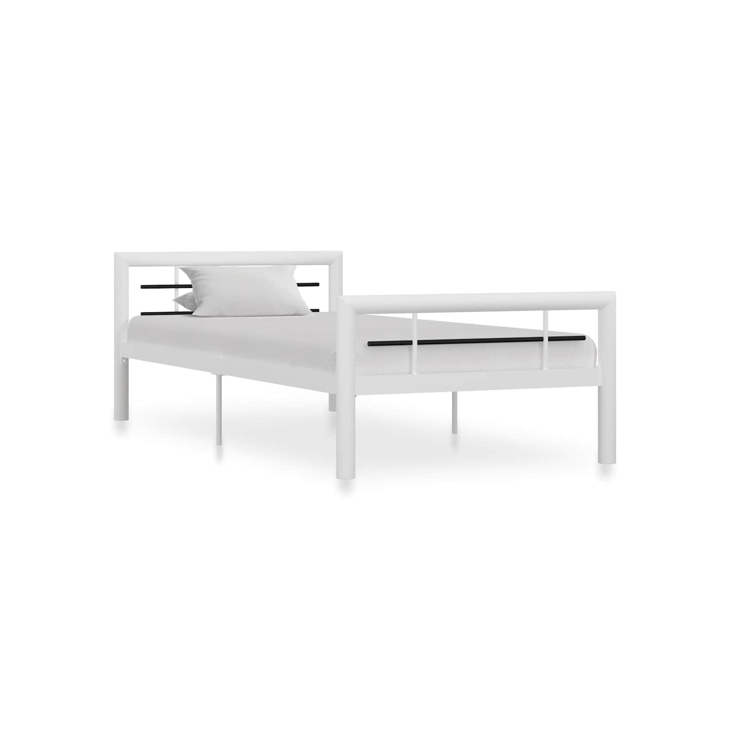 Cadre de lit sans matelas blanc et noir métal 100x200 cm