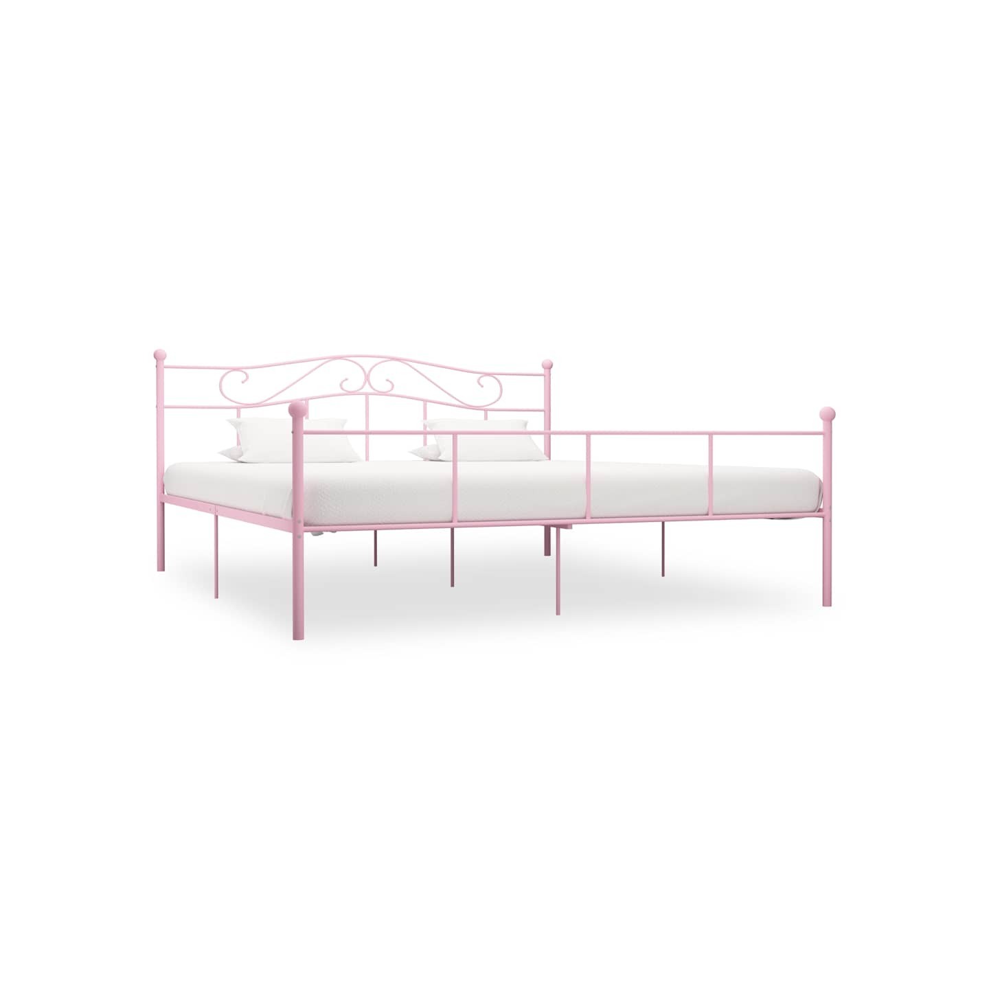 Cadre de lit sans matelas rose métal 180x200 cm
