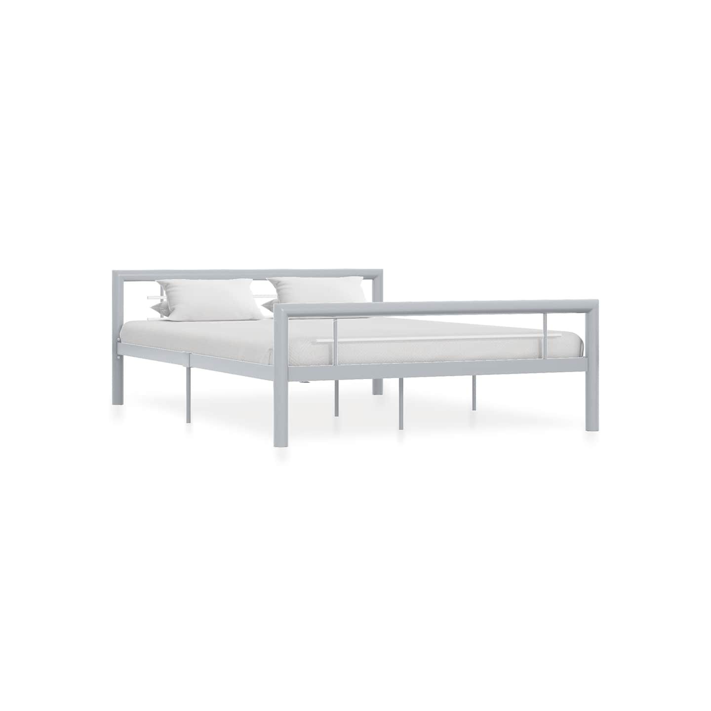 Cadre de lit sans matelas gris et blanc métal 120x200 cm