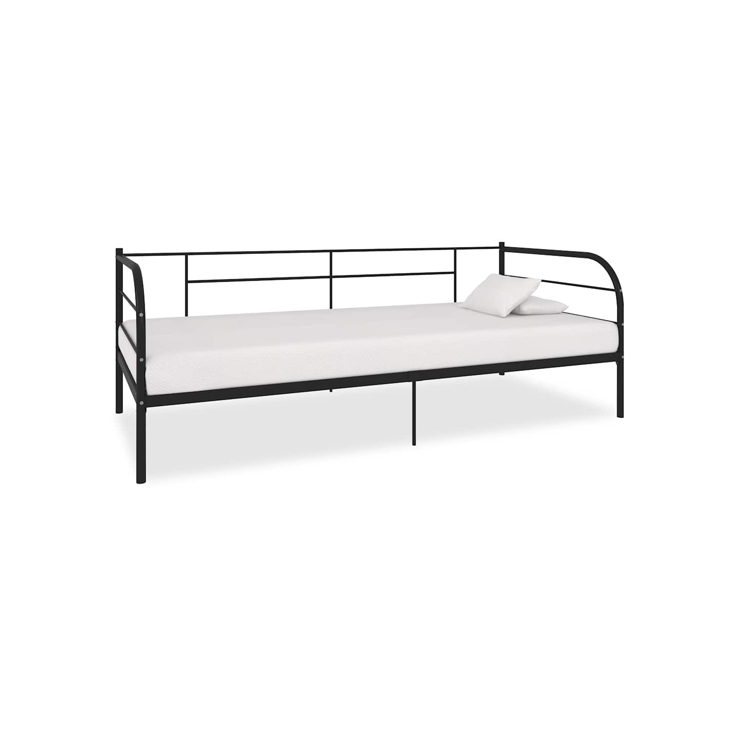 Cadre de lit de repos sans matelas noir métal 90x200 cm