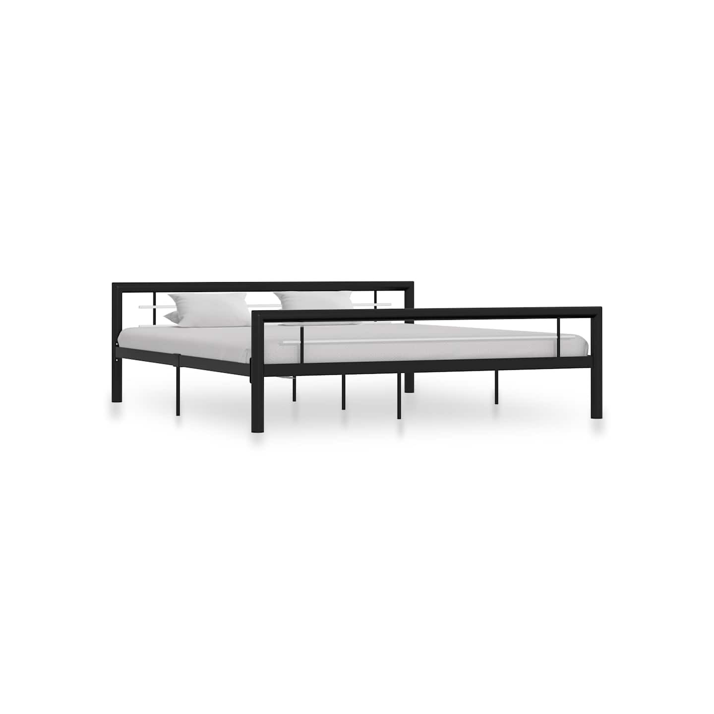 Cadre de lit sans matelas noir et blanc métal 180x200 cm