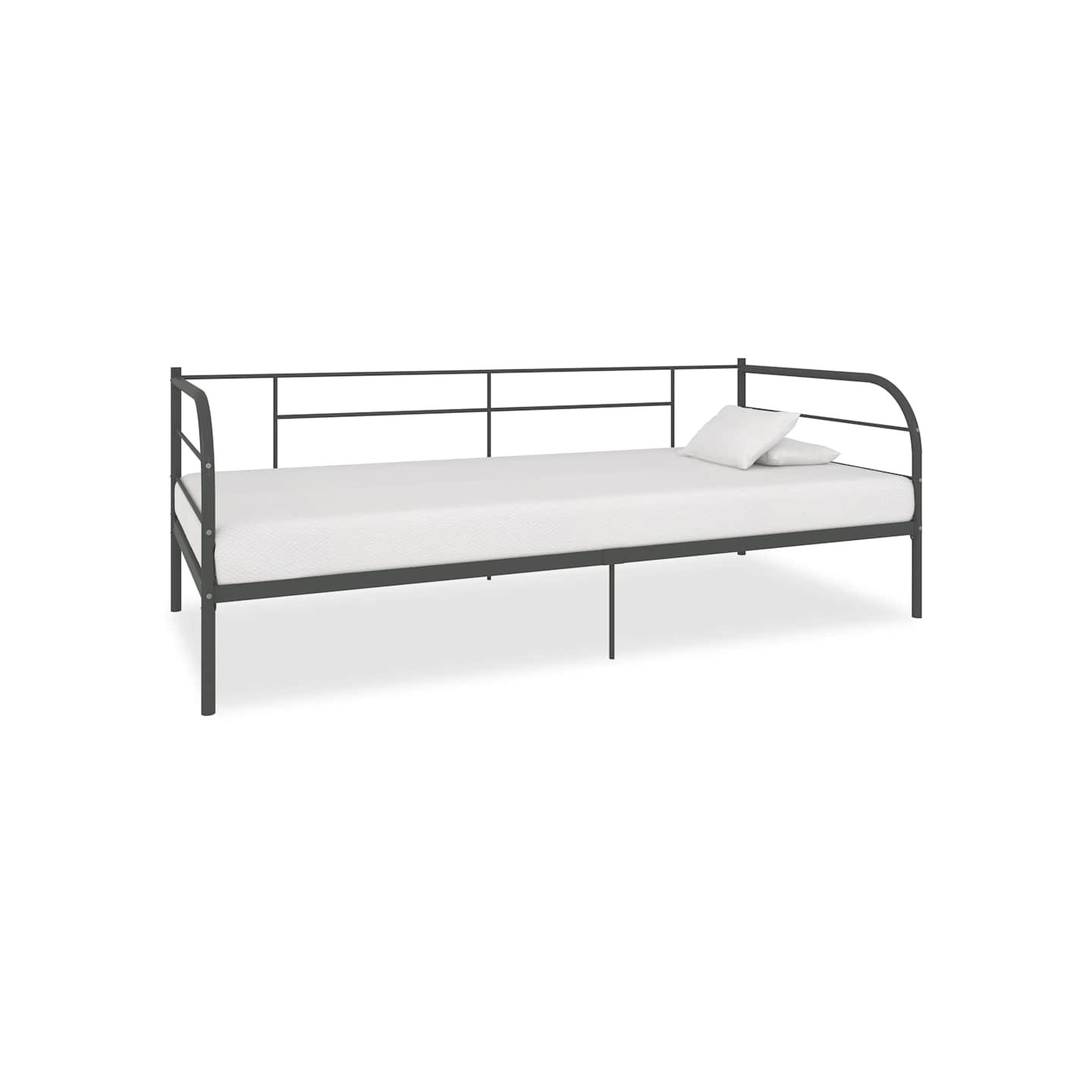 Cadre de lit de repos sans matelas gris métal 90x200 cm