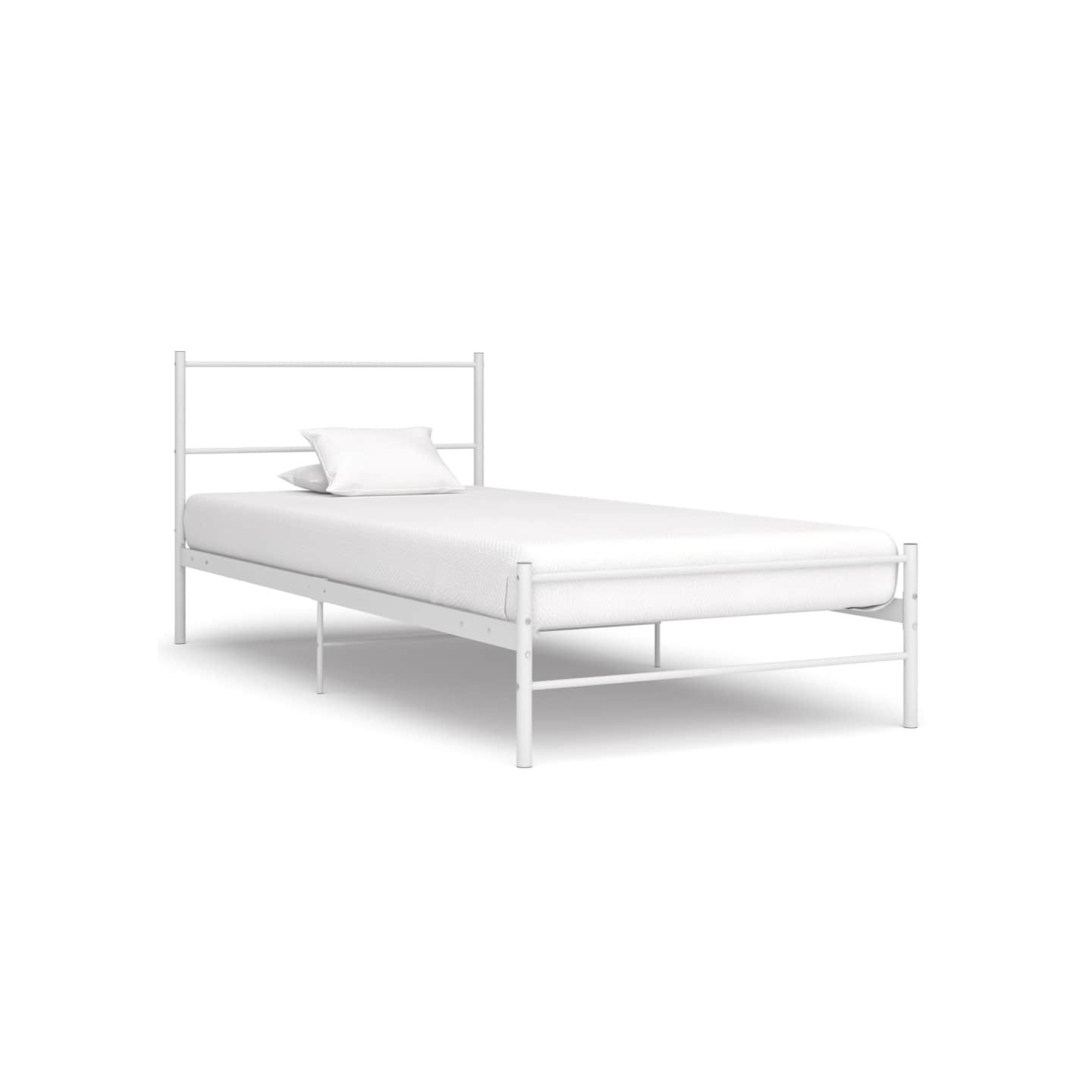 Cadre de lit sans matelas blanc métal 90x200 cm