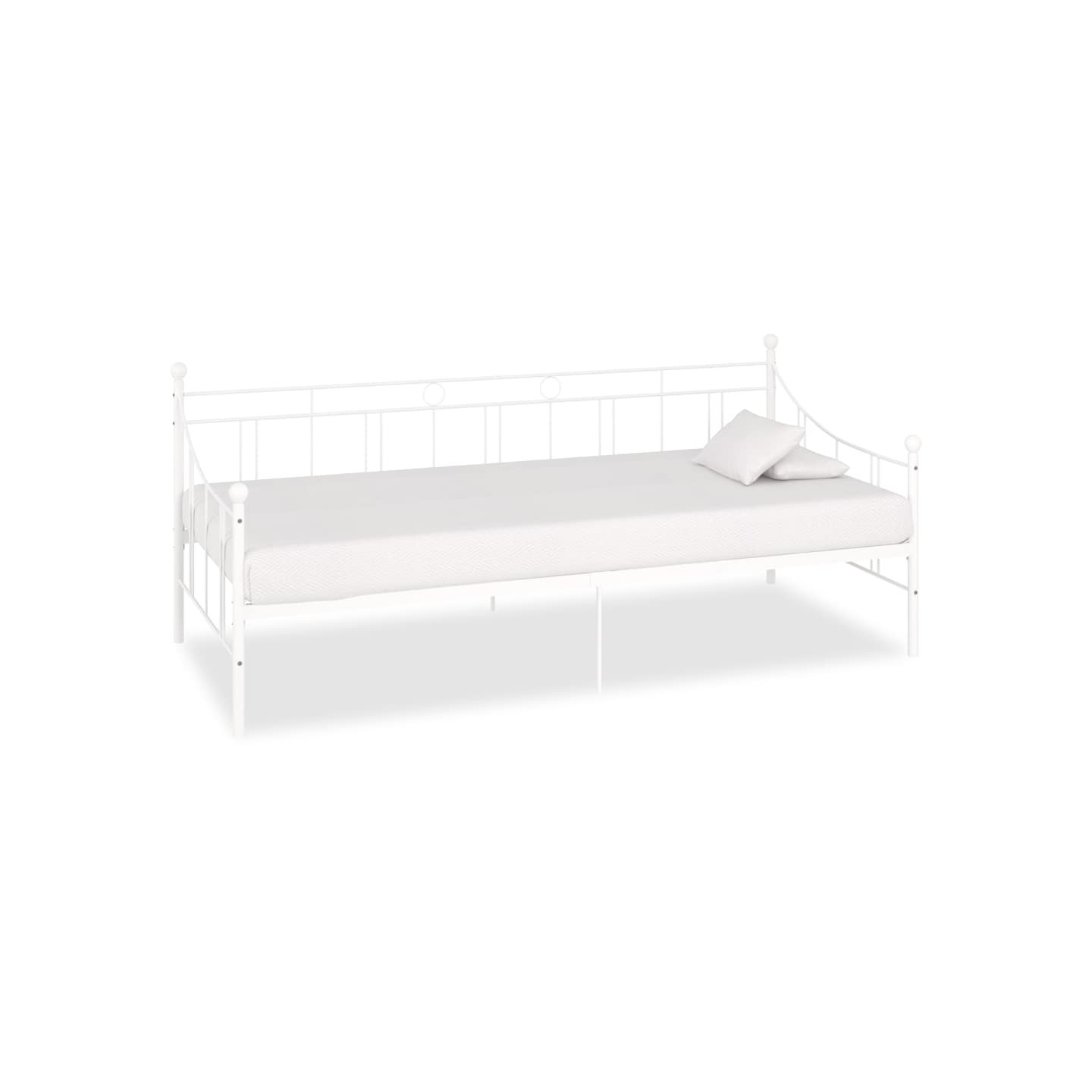 Cadre de lit de jour sans matelas blanc métal 90x200 cm