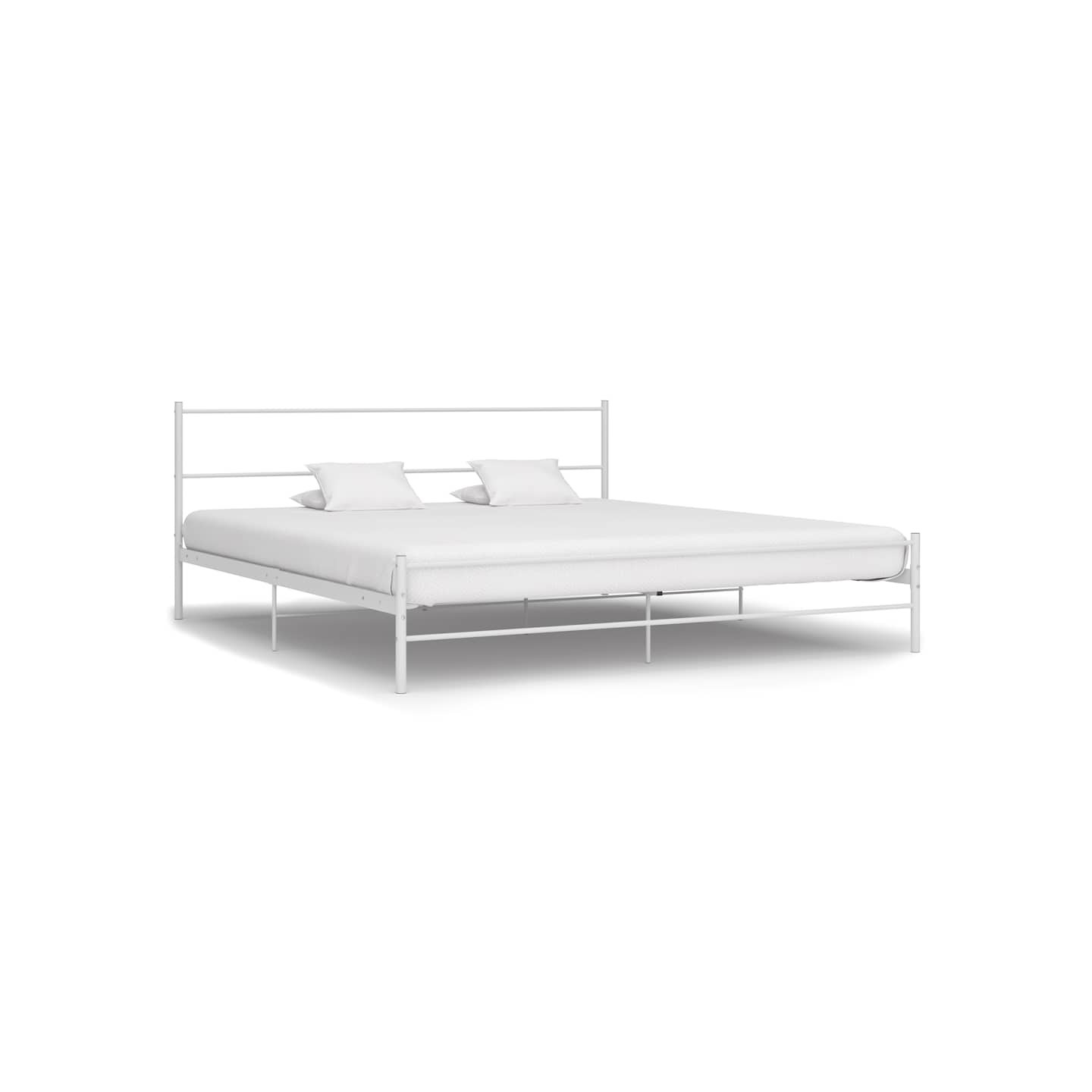 Cadre de lit sans matelas blanc métal 200x200 cm