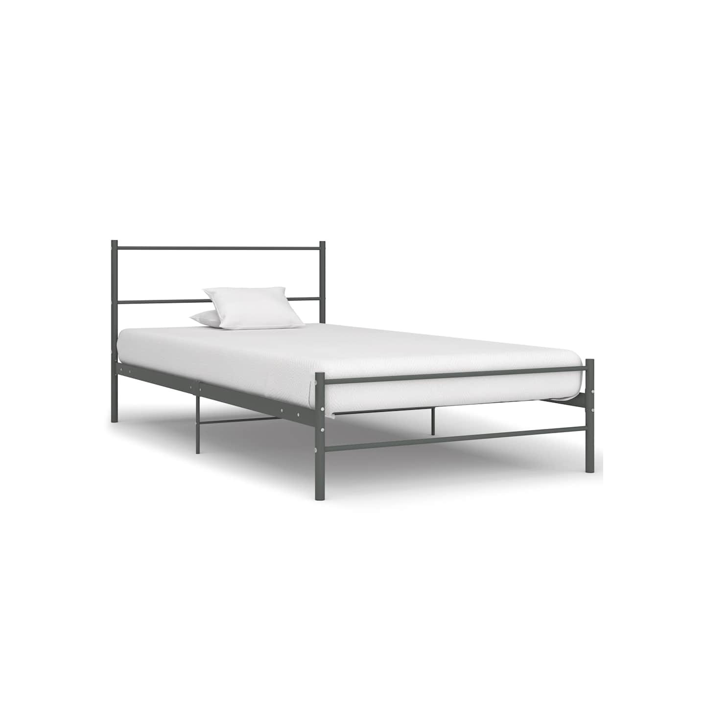 Cadre de lit sans matelas gris métal 100x200 cm