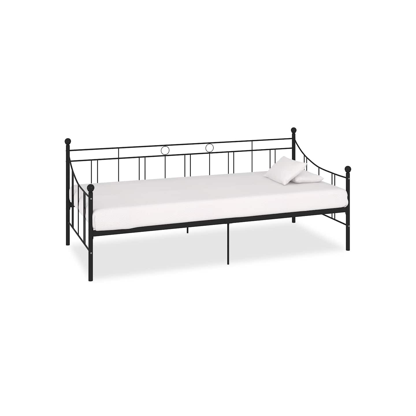 Cadre de lit de repos sans matelas noir métal 90x200 cm