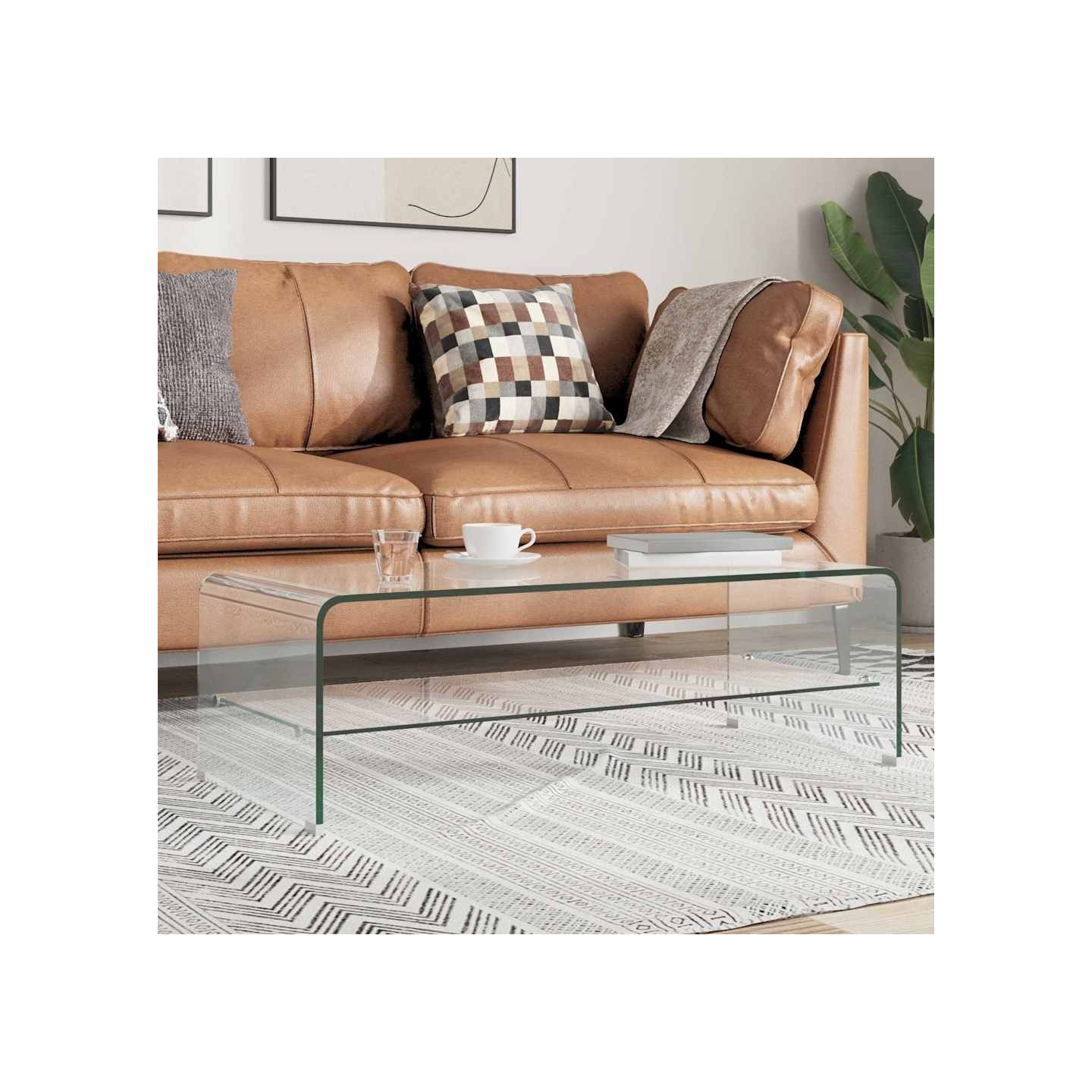 Table basse Clair 98x45x31 cm Verre trempé