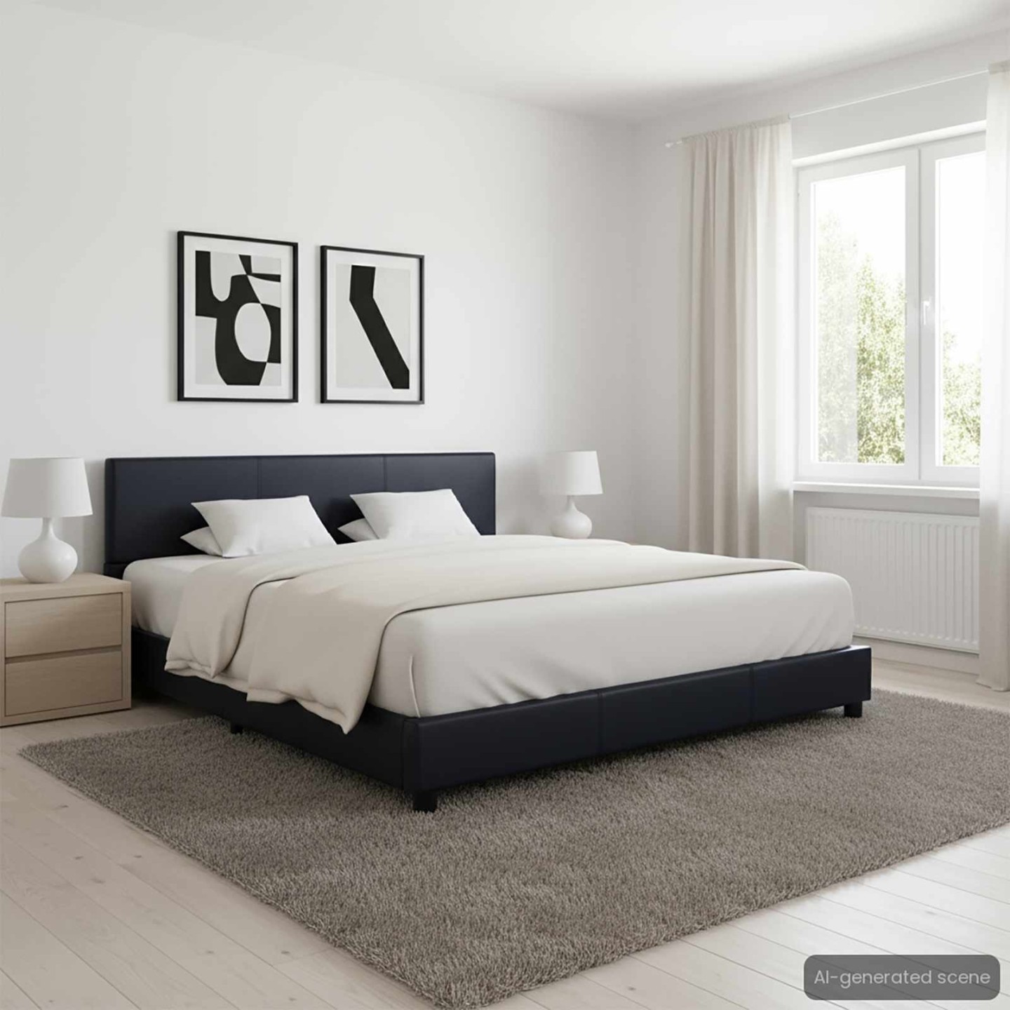 Cadre de lit Noir Similicuir 160x200 cm