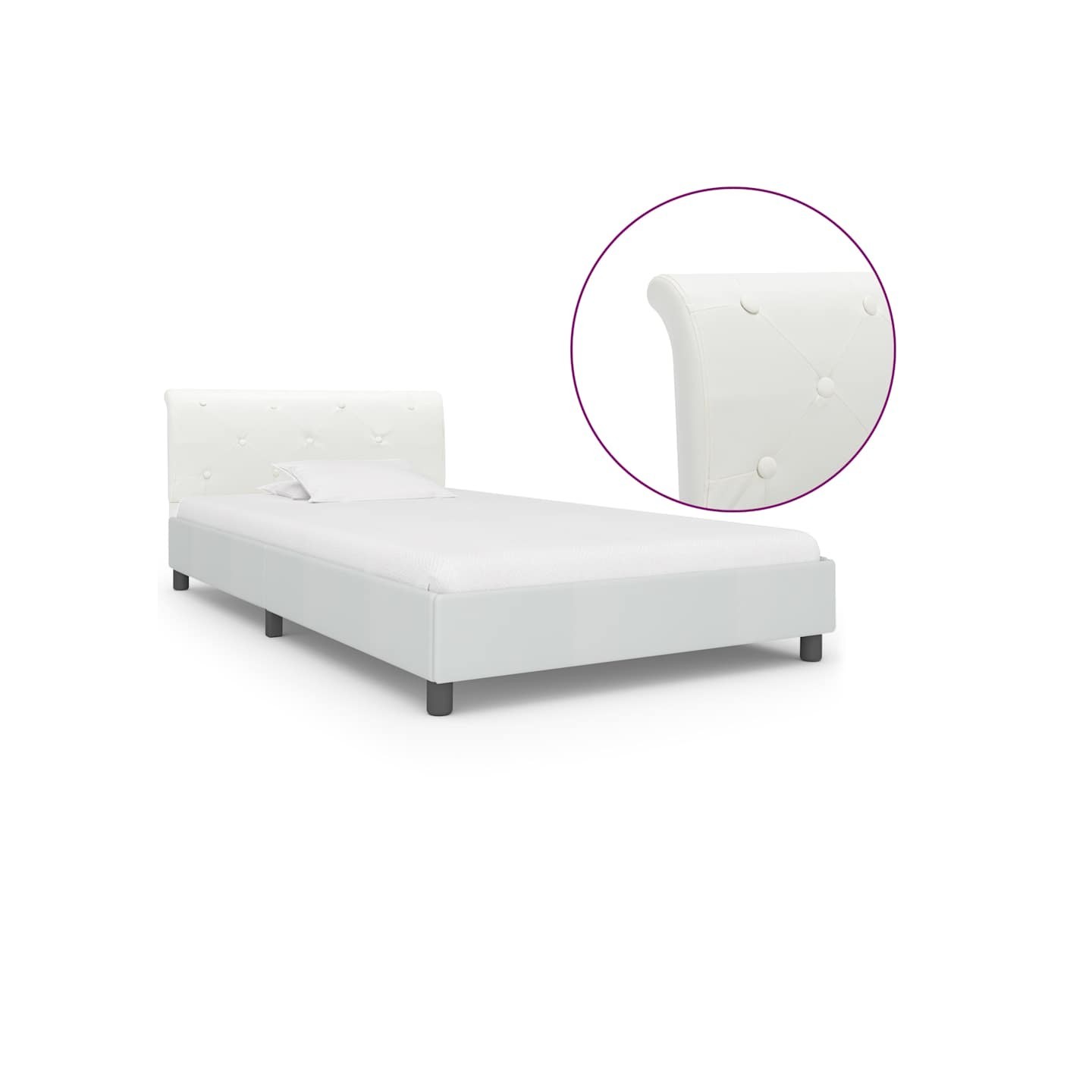 Cadre de lit sans matelas blanc similicuir 90x200 cm